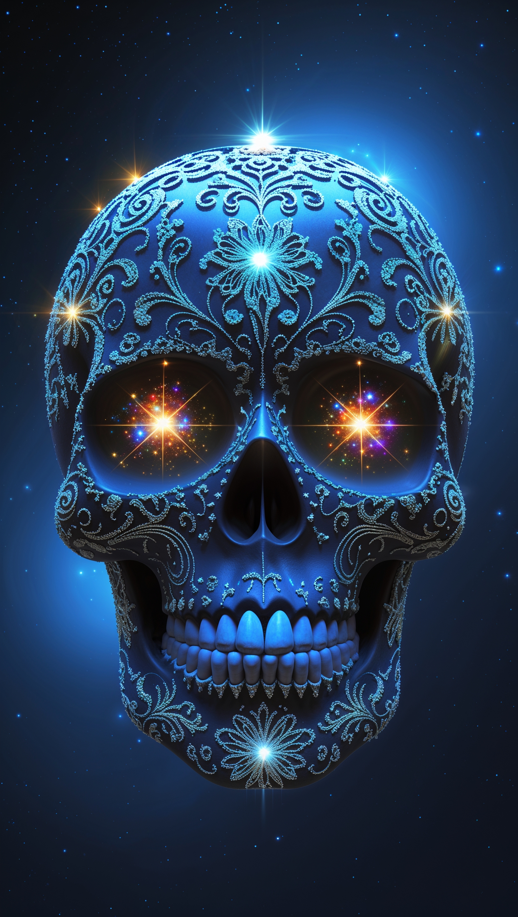 Skull with starry eyes