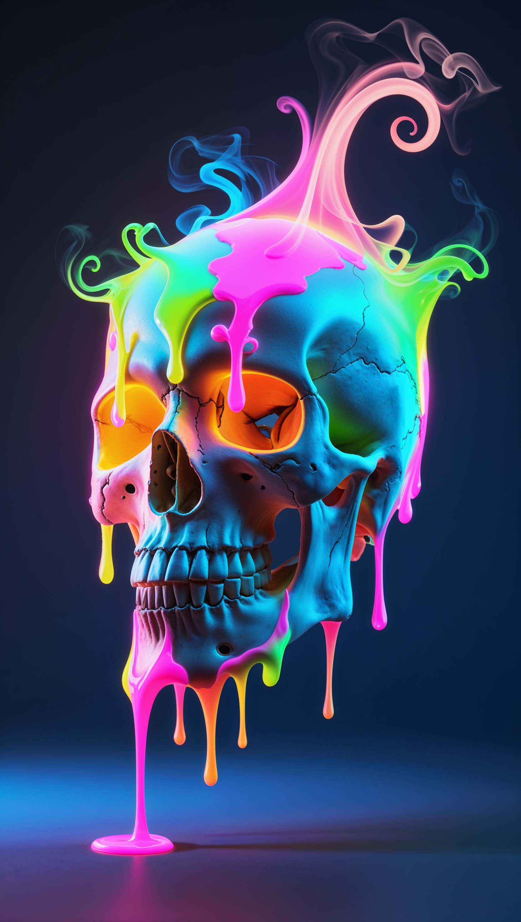 Melting skull with neon colors