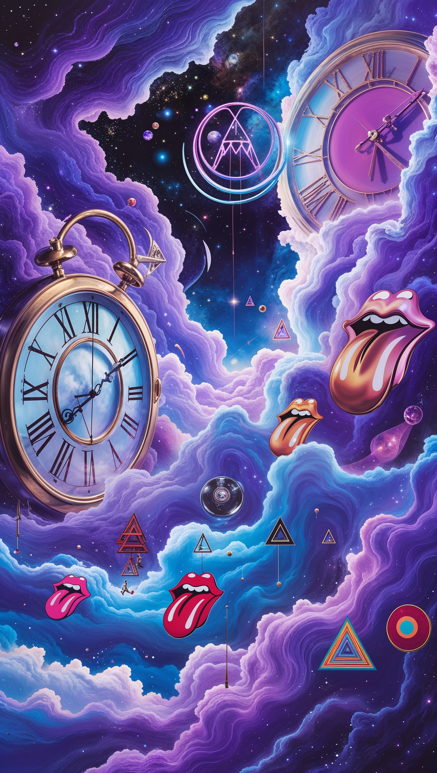 Surreal image of time and space with band symbols