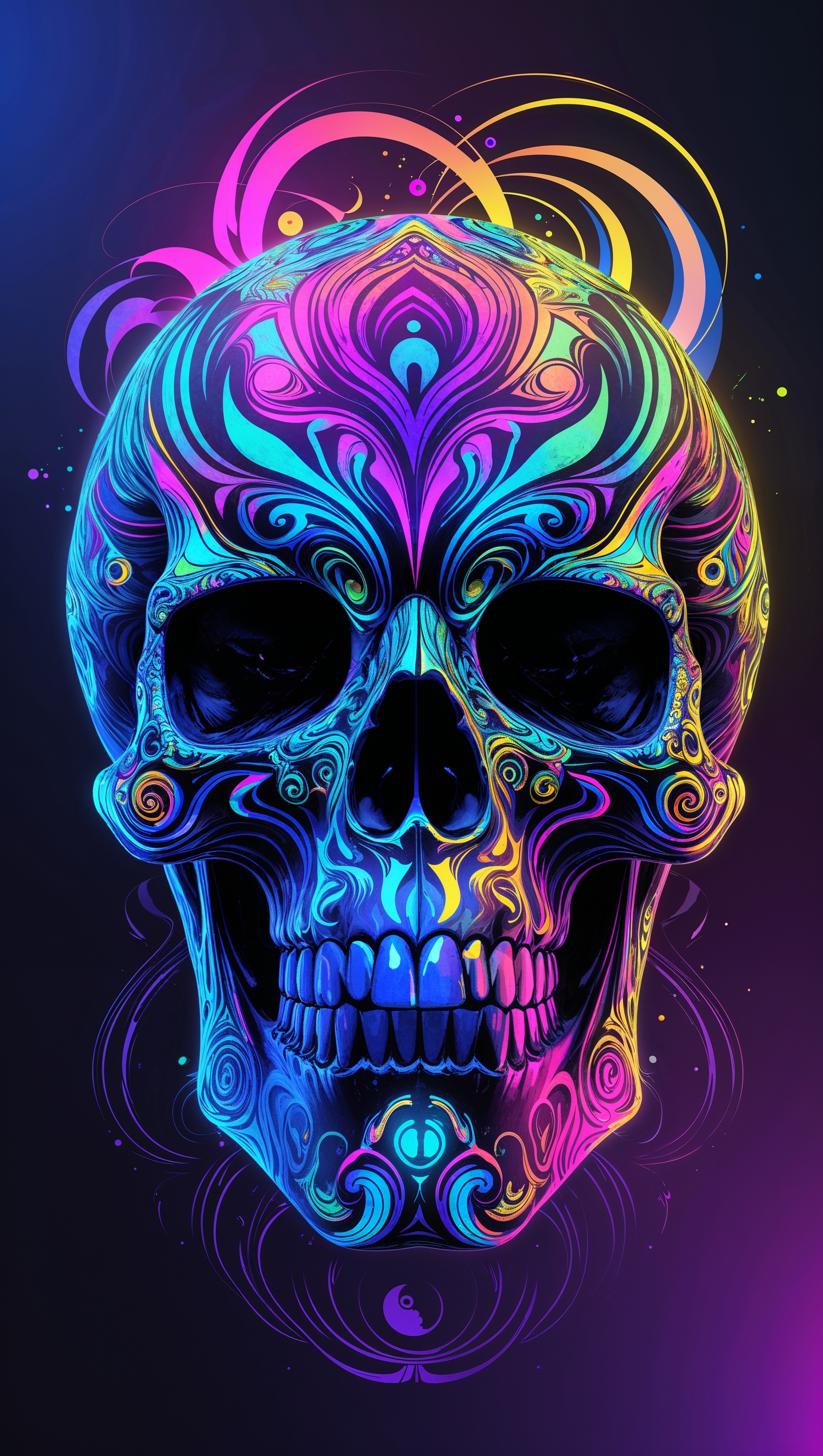 Psychedelic skull with geometric patterns
