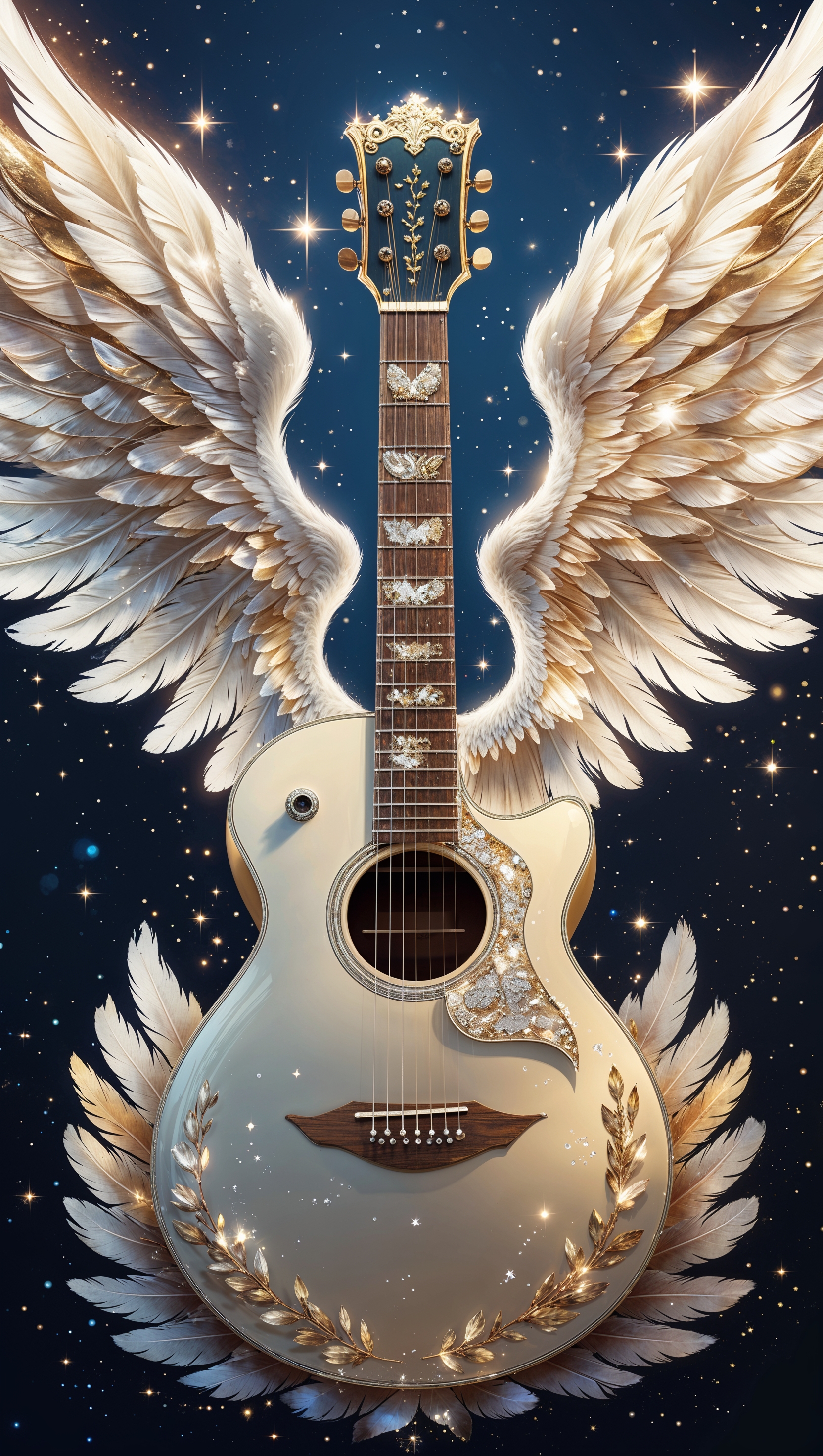 Fantasy guitar with angel wings, iPhone background