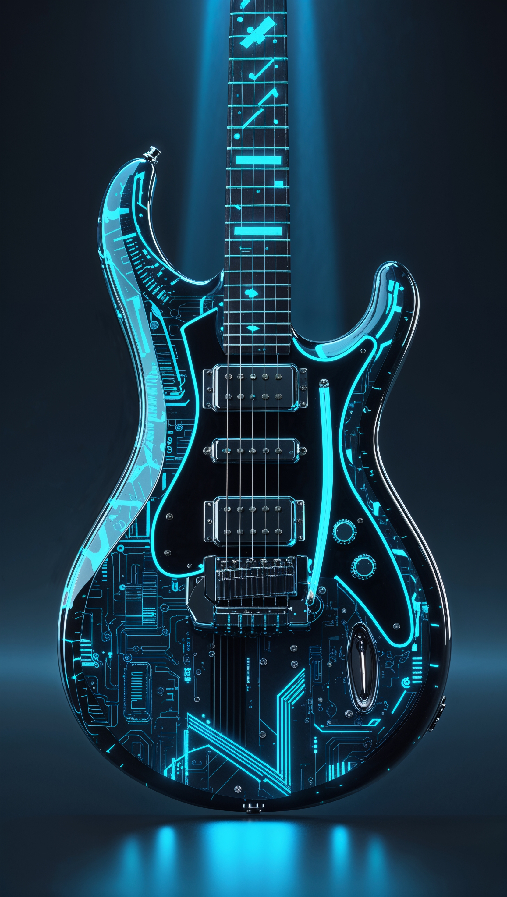 Futuristic cyber electric guitar design, iPhone background