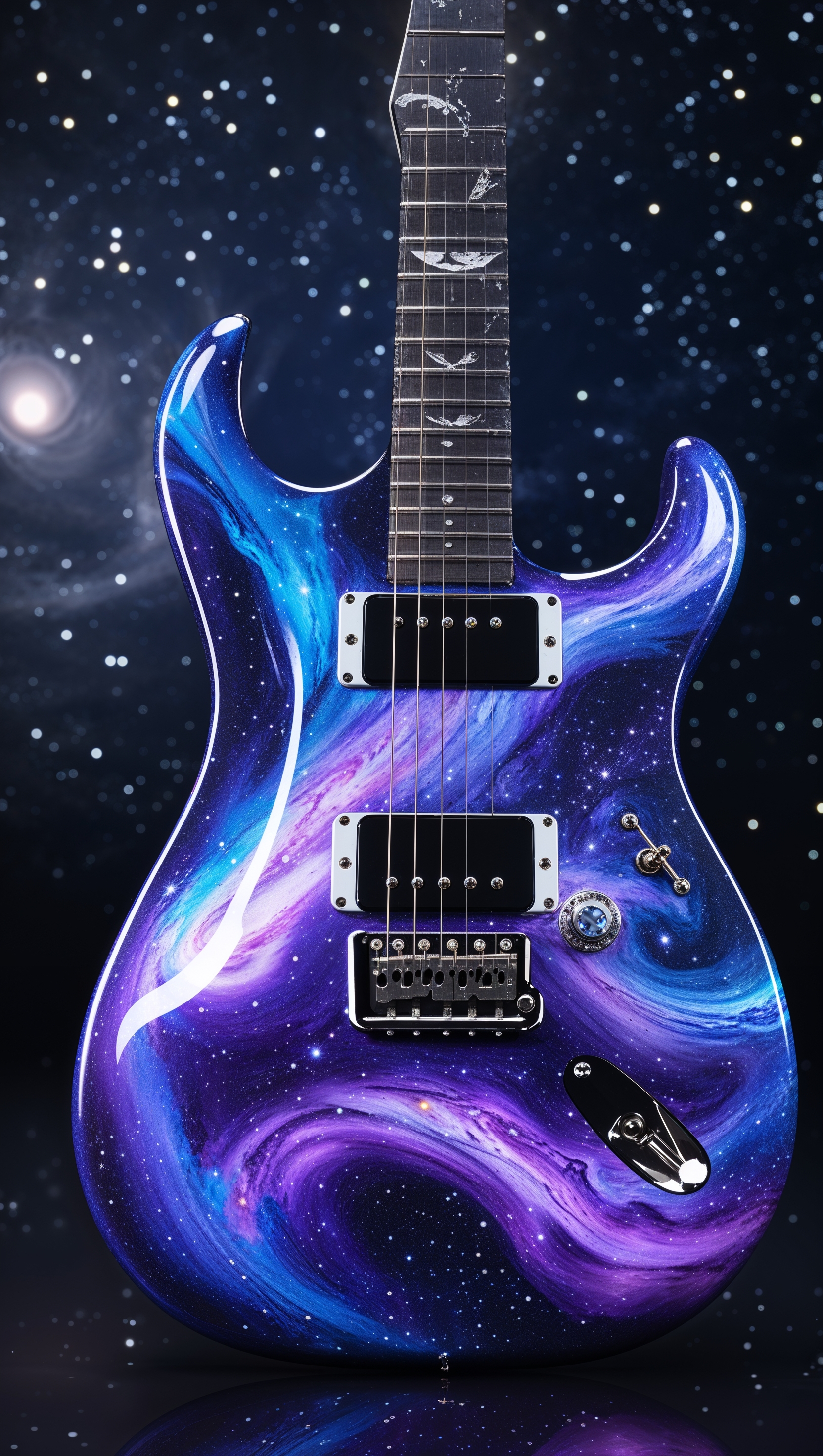 Guitar with galaxy patterns on the body, fantasy iPhone background
