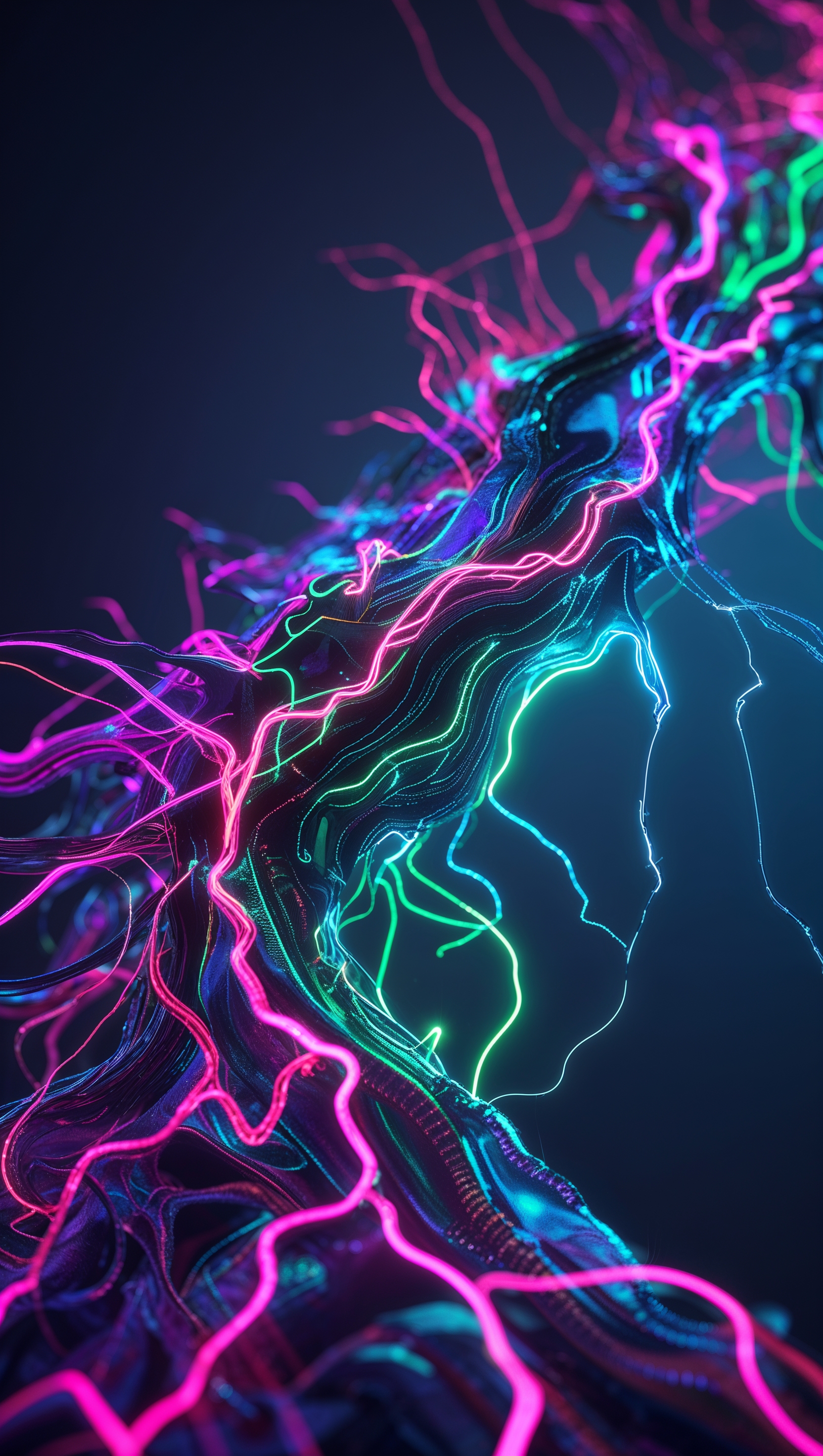 Abstract guts wallpaper with glowing veins, neon colors, iPhone wallpaper