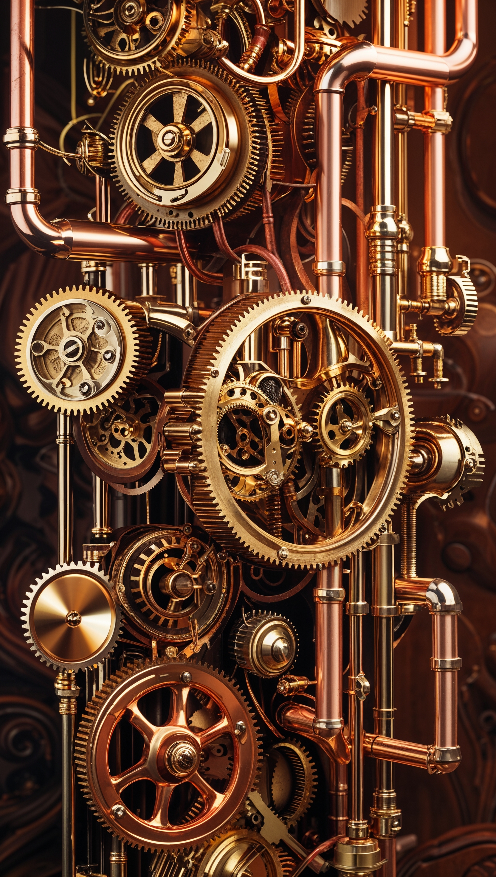 Steampunk style guts wallpaper with gears and pipes for iPhone