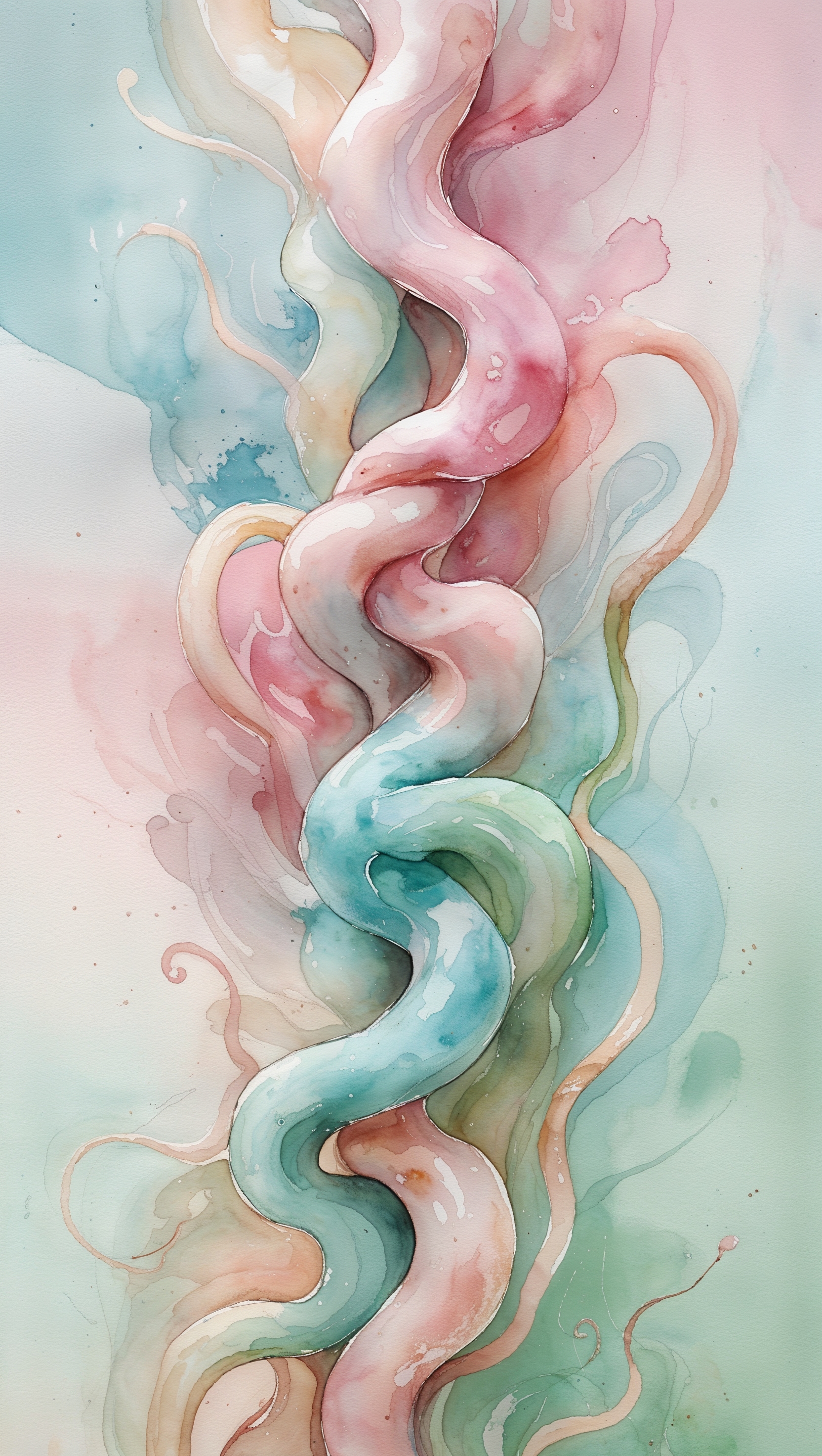 Watercolor painting style guts wallpaper, soft pastel colors, iPhone size