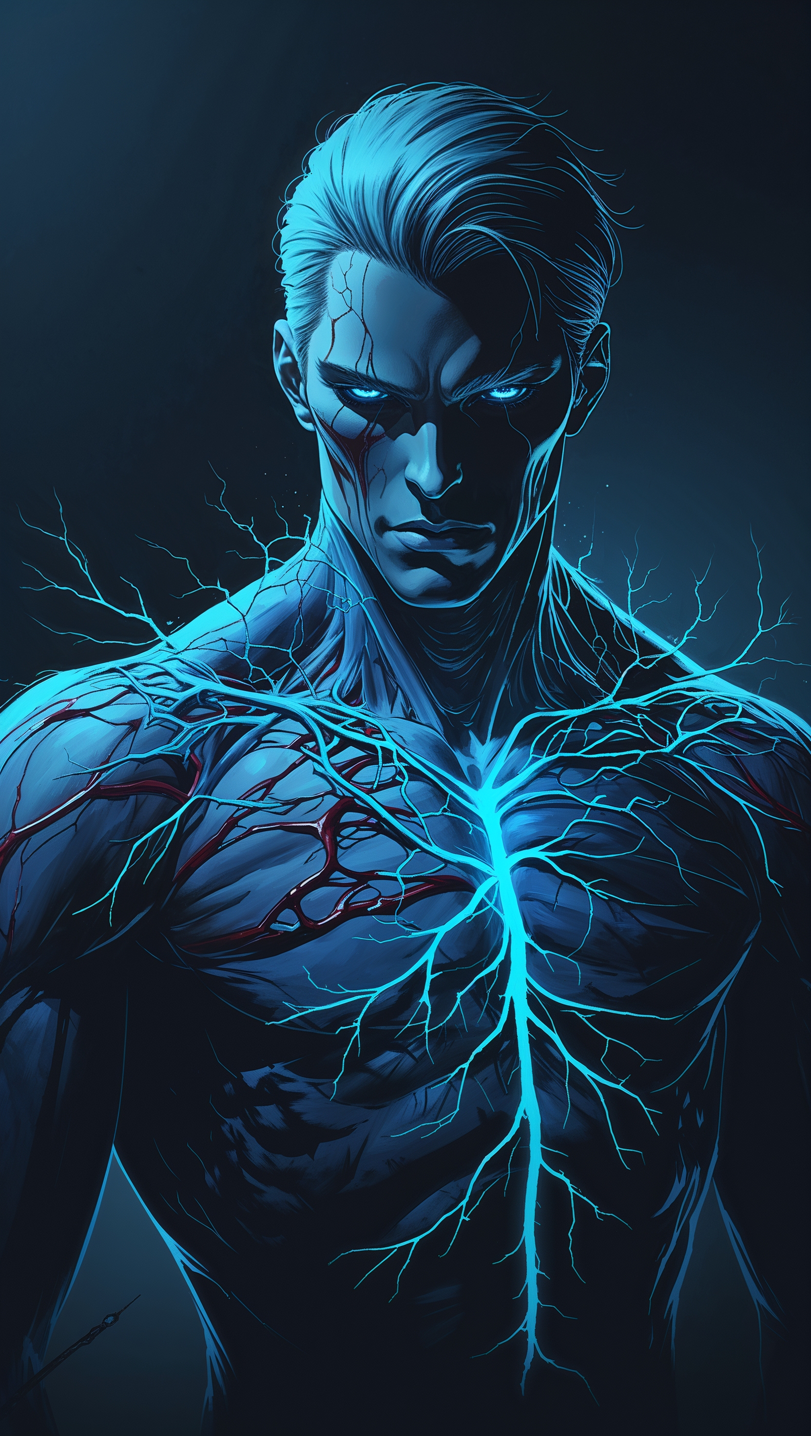 Guts wallpaper with blood vessel network illuminated, scientific style for iPhone
