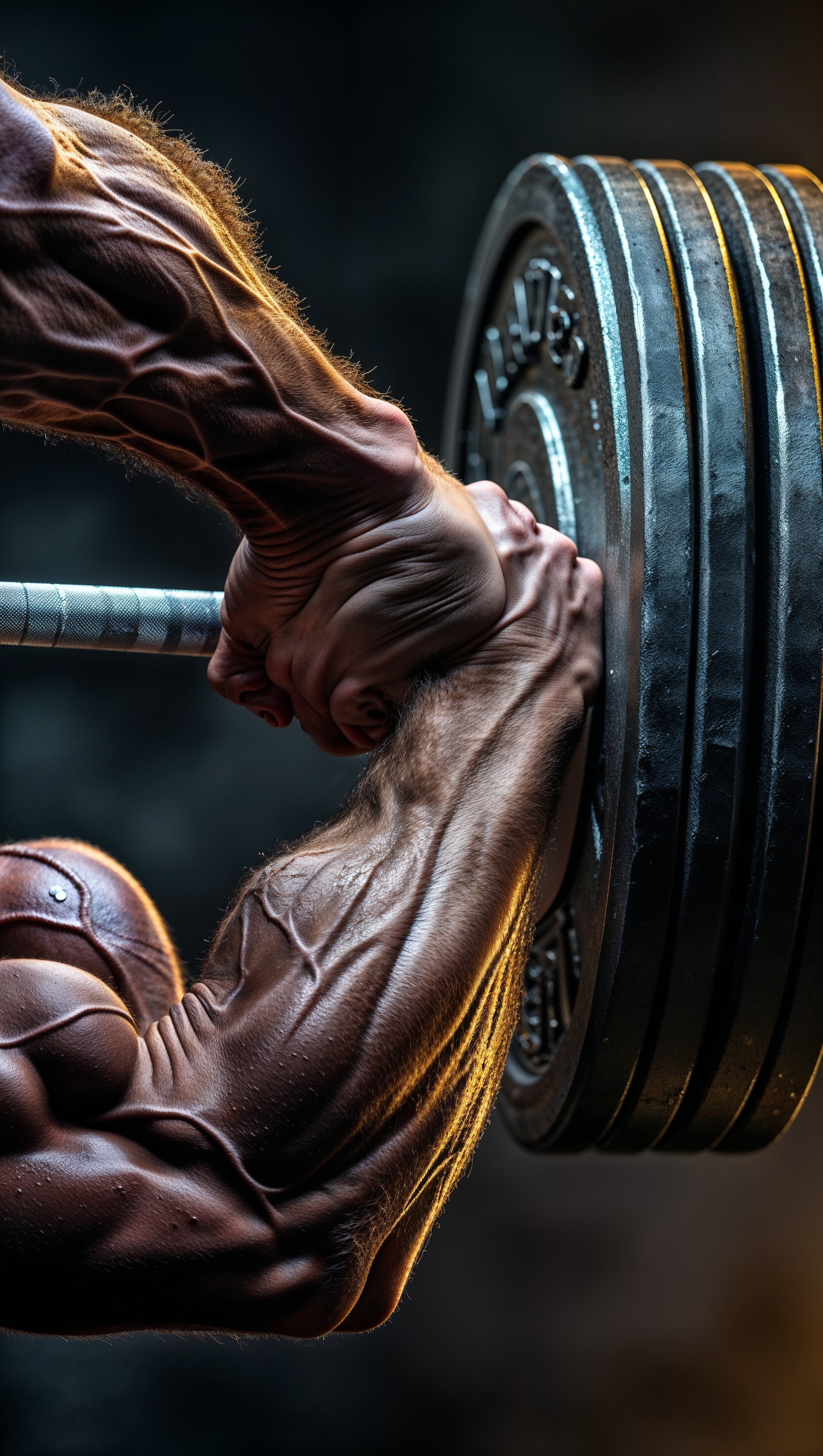 A close-up shot of a person’s hands lifting a barbell