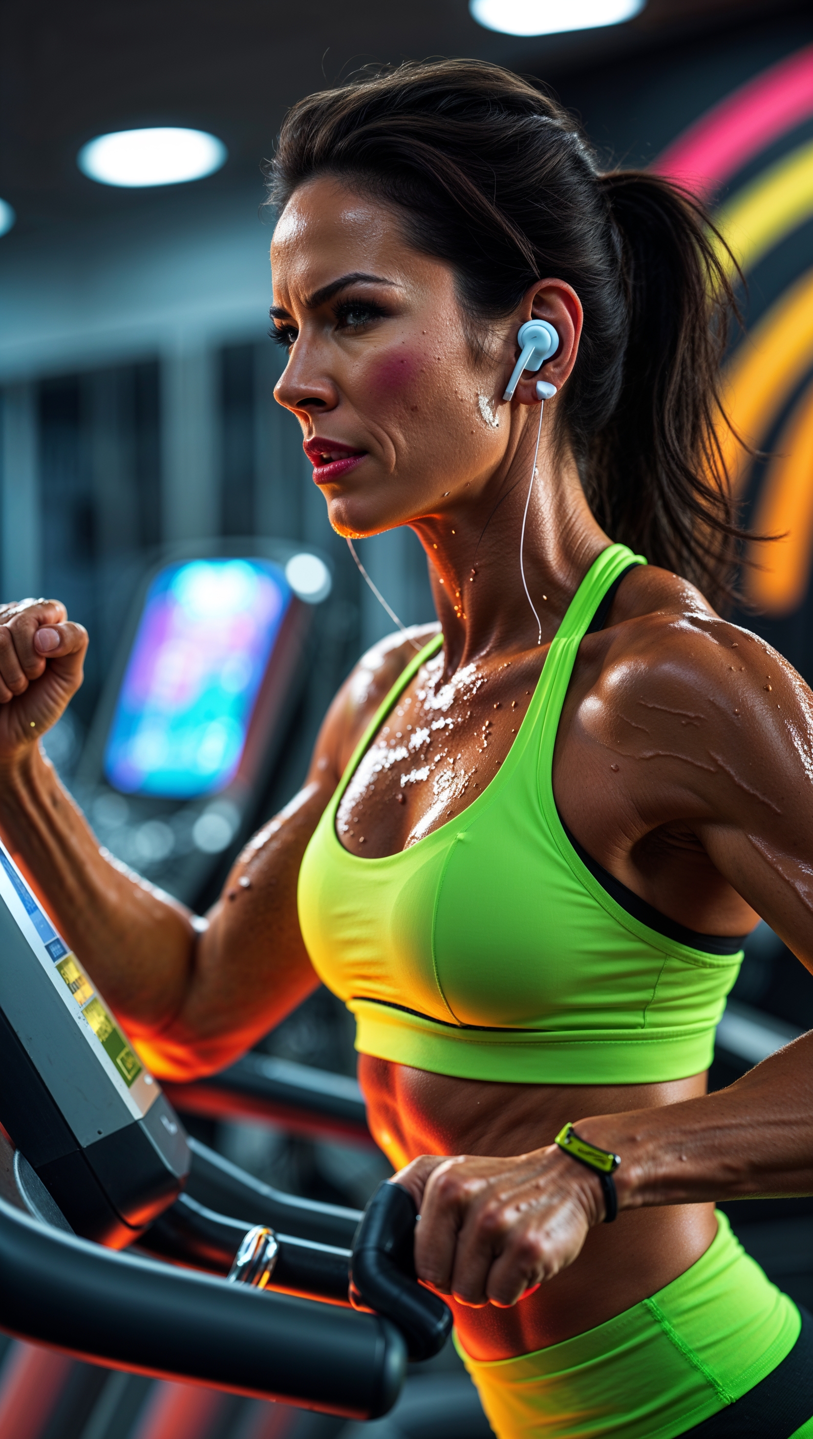 A woman doing cardio exercises with motivating music