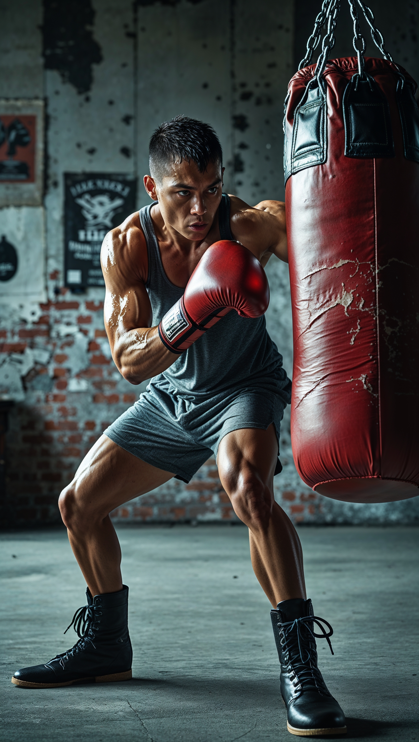 An image of an athlete training with a punching bag