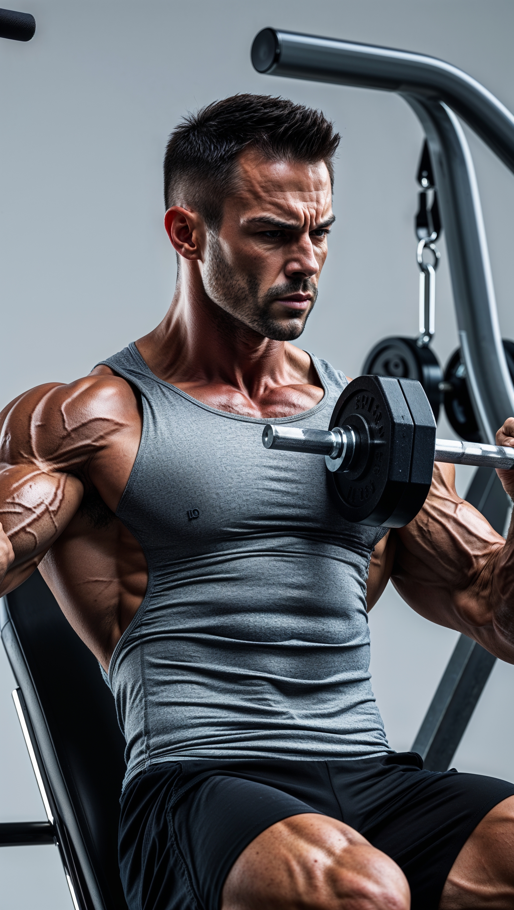 A man performing chest press exercises on a machine