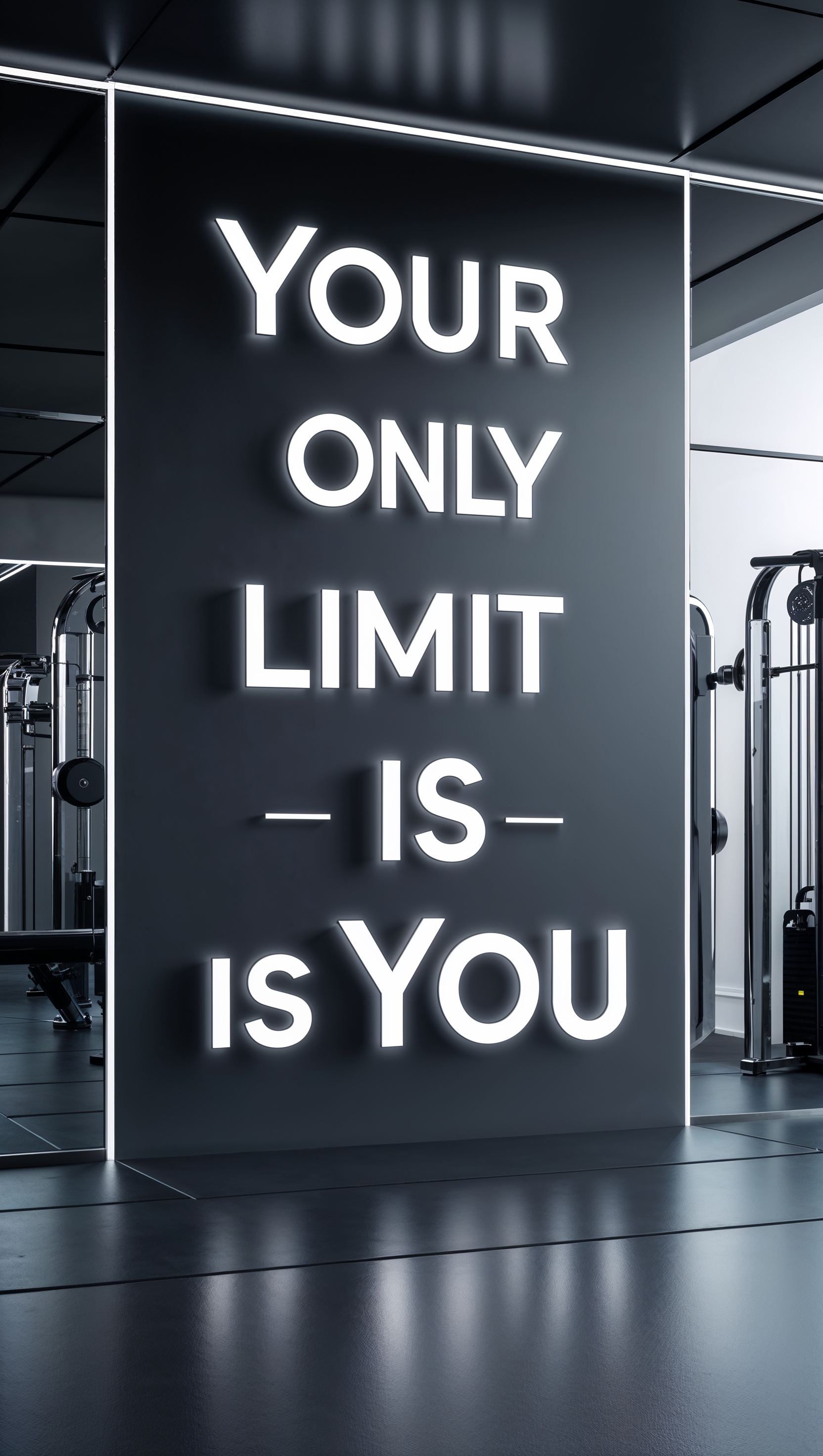 A gym background with the quote "Your Only Limit is You