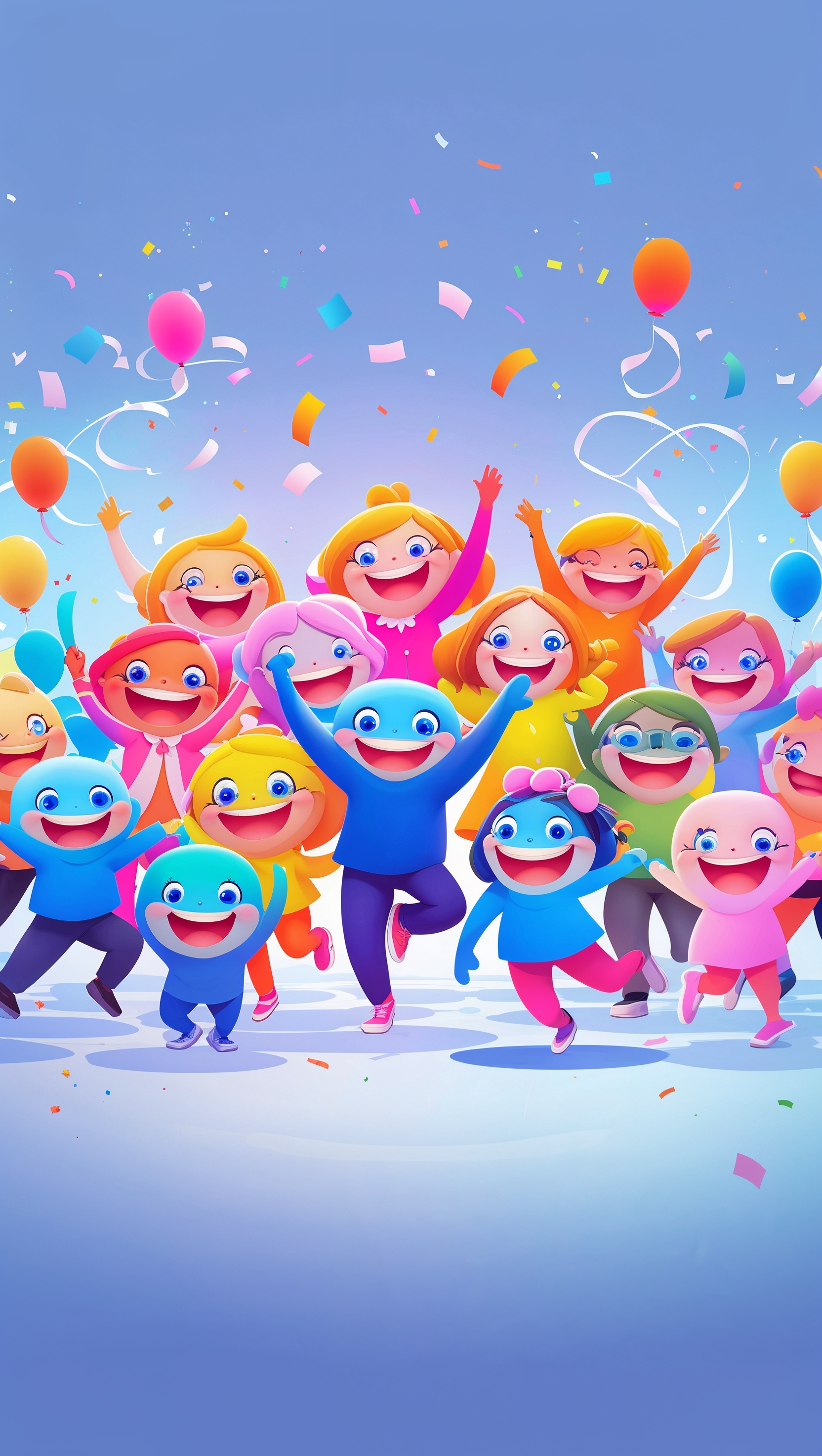 Happy cartoon characters dancing together – happiness iPhone wallpaper