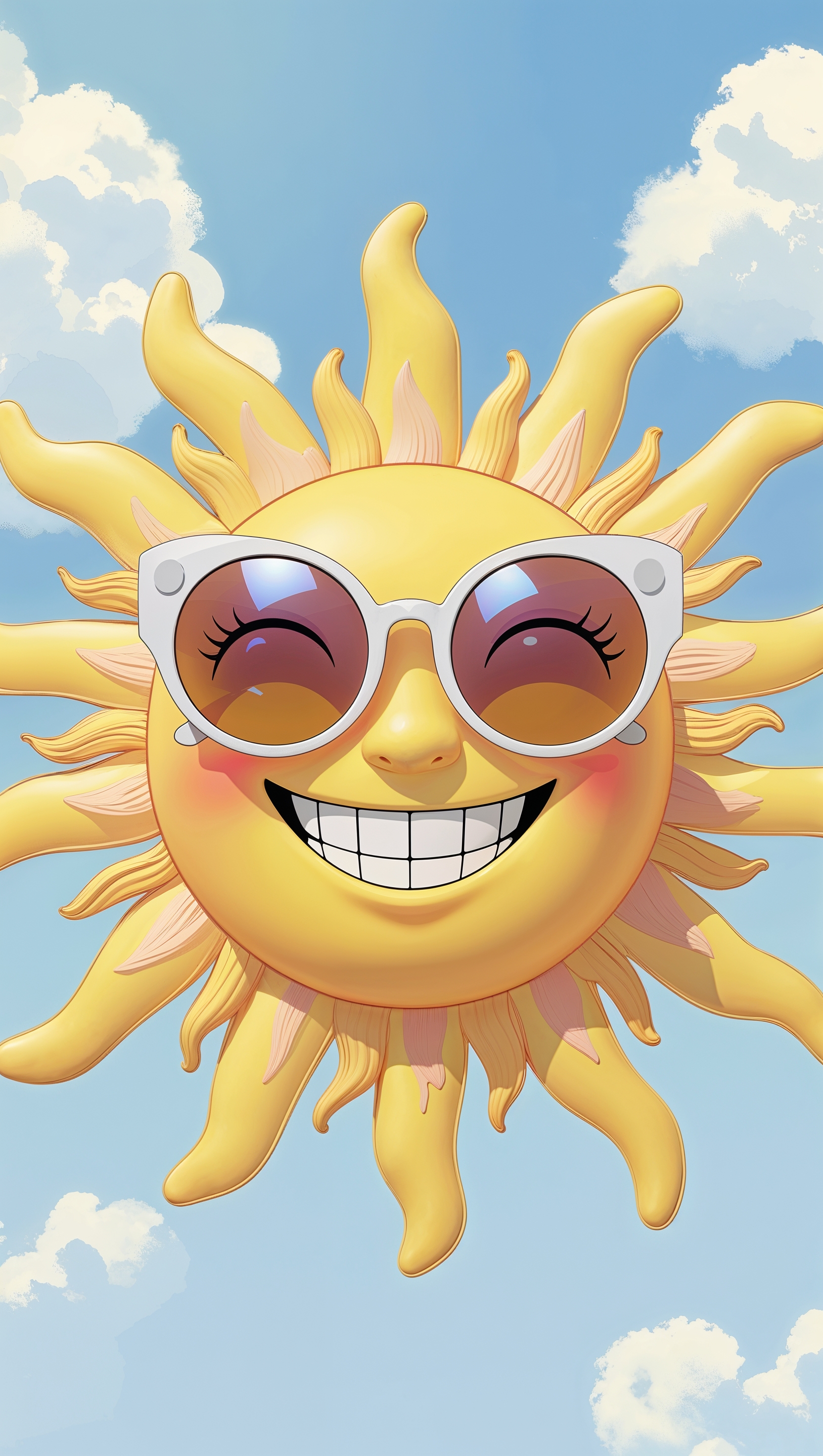 A happy sun wearing sunglasses, kawaii style – happiness iPhone wallpaper