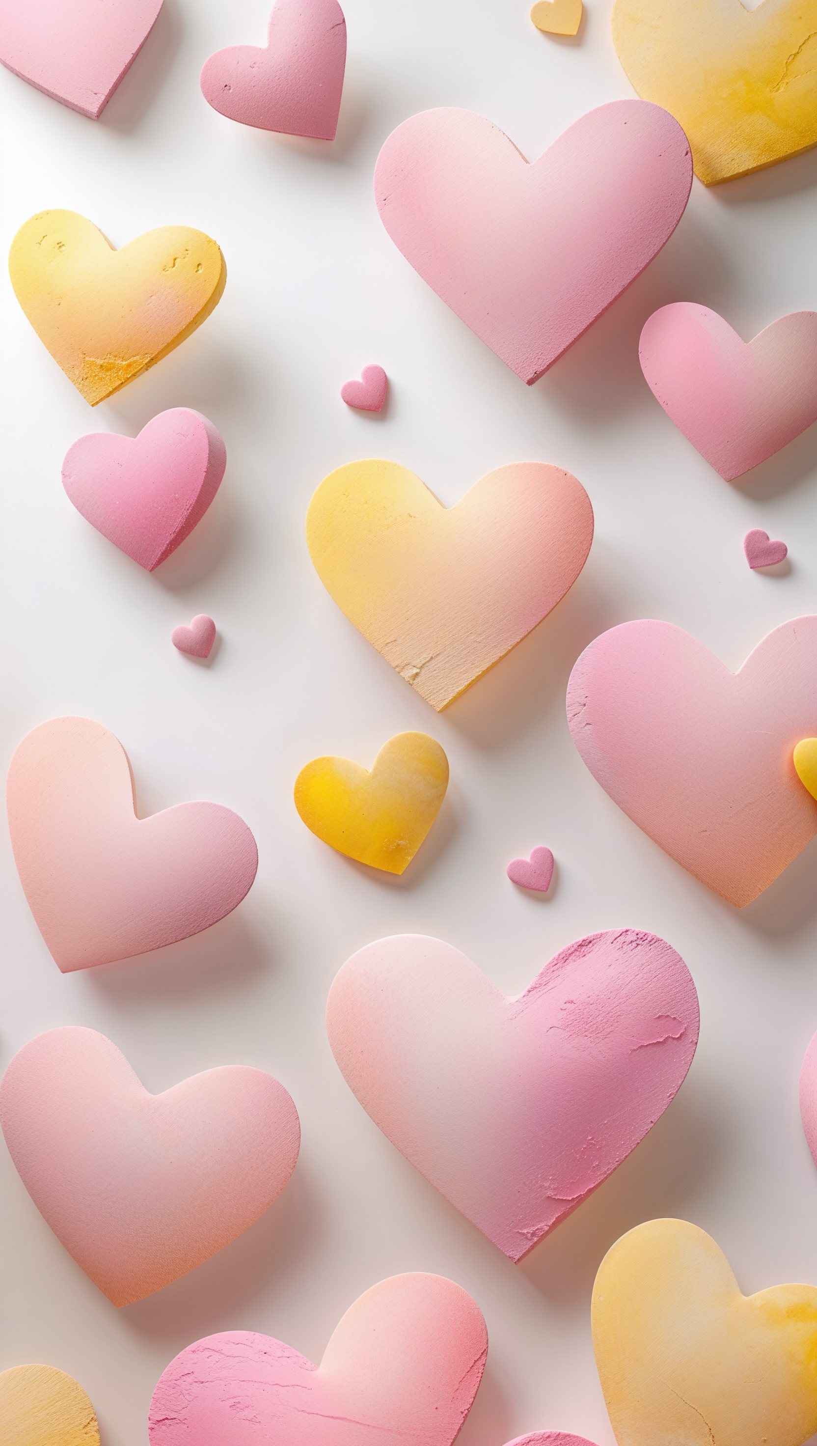 Heart shapes in soft pinks and yellows – happiness iPhone wallpaper