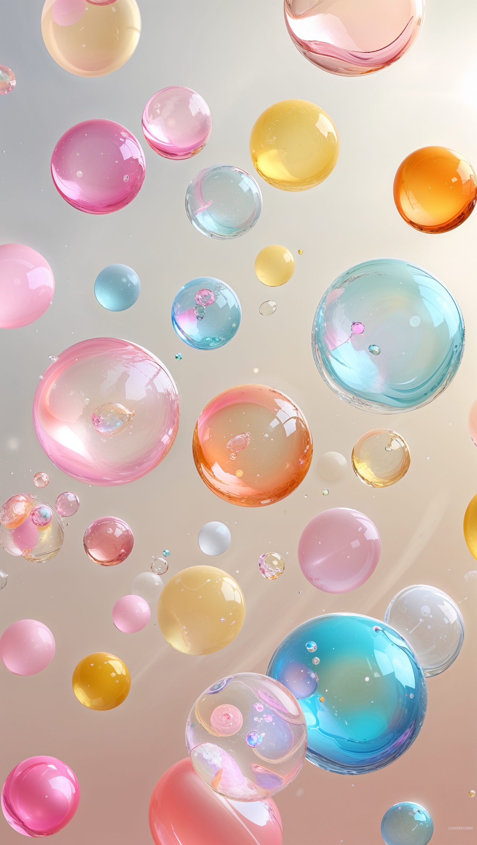Colorful bubbles floating on a light background – happiness iPhone wallpaper