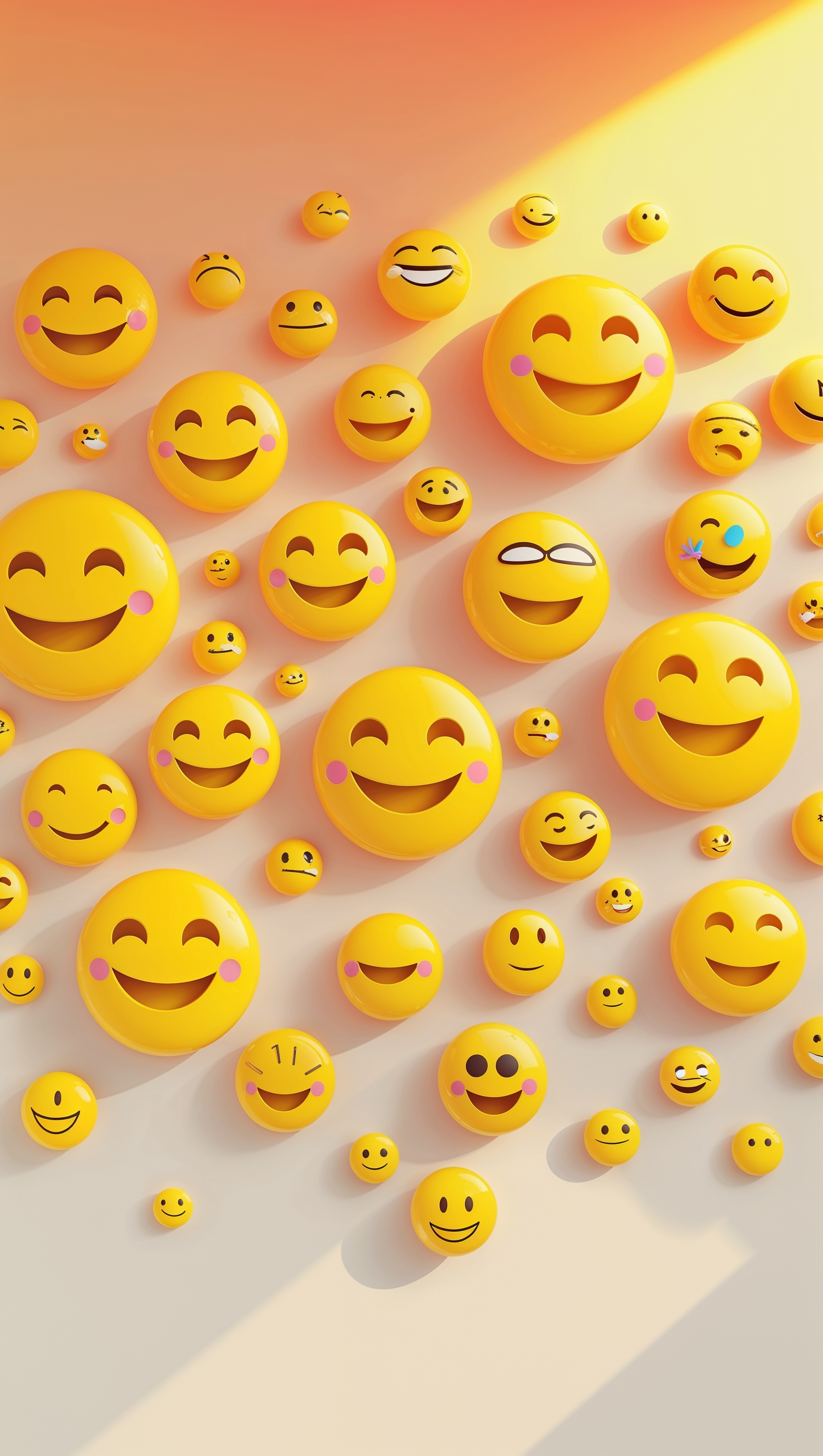Smiley emojis on a gradient background – happiness iPhone wallpaper