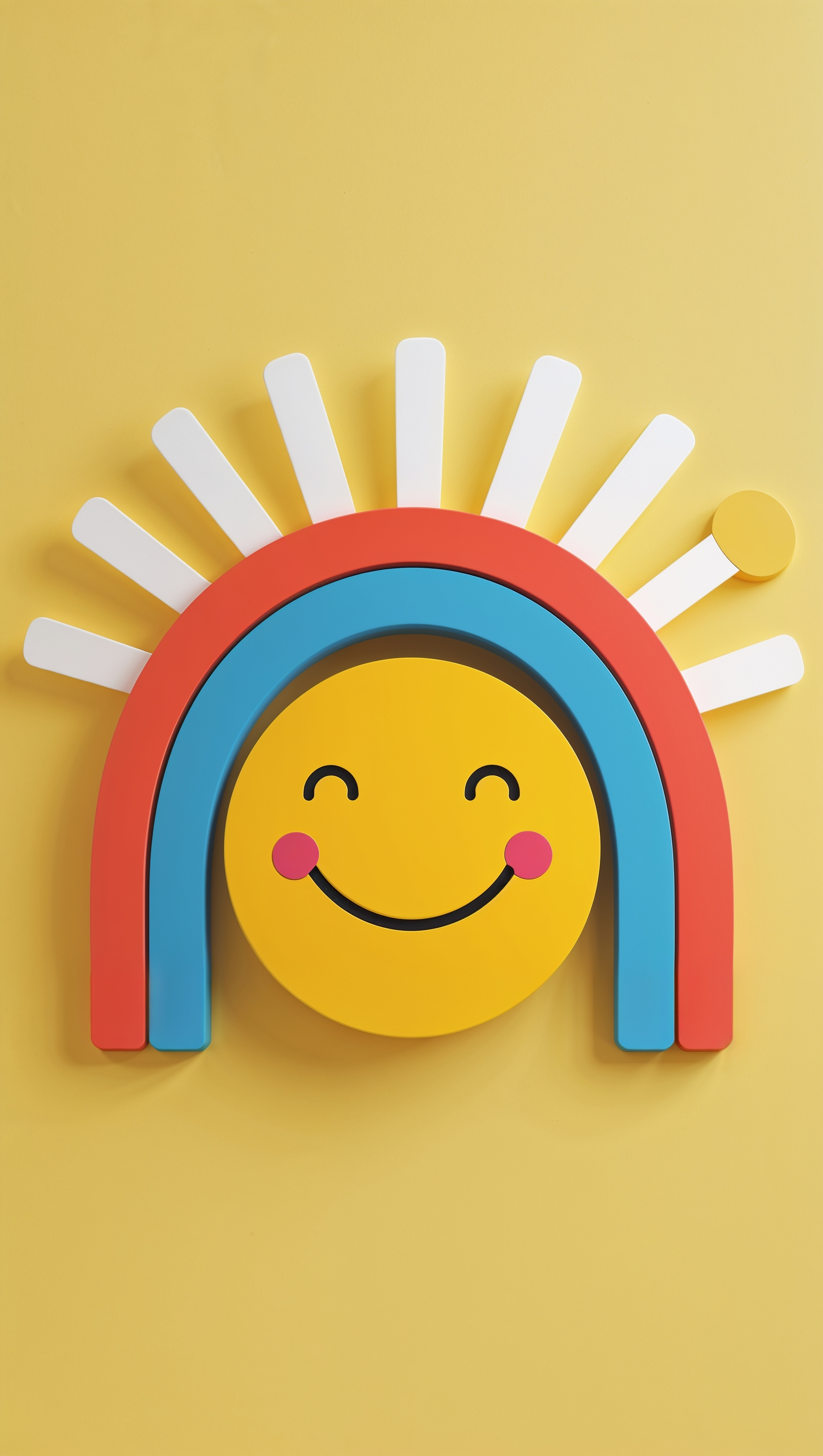 Minimalist rainbow and sun, flat design – happiness iPhone wallpaper