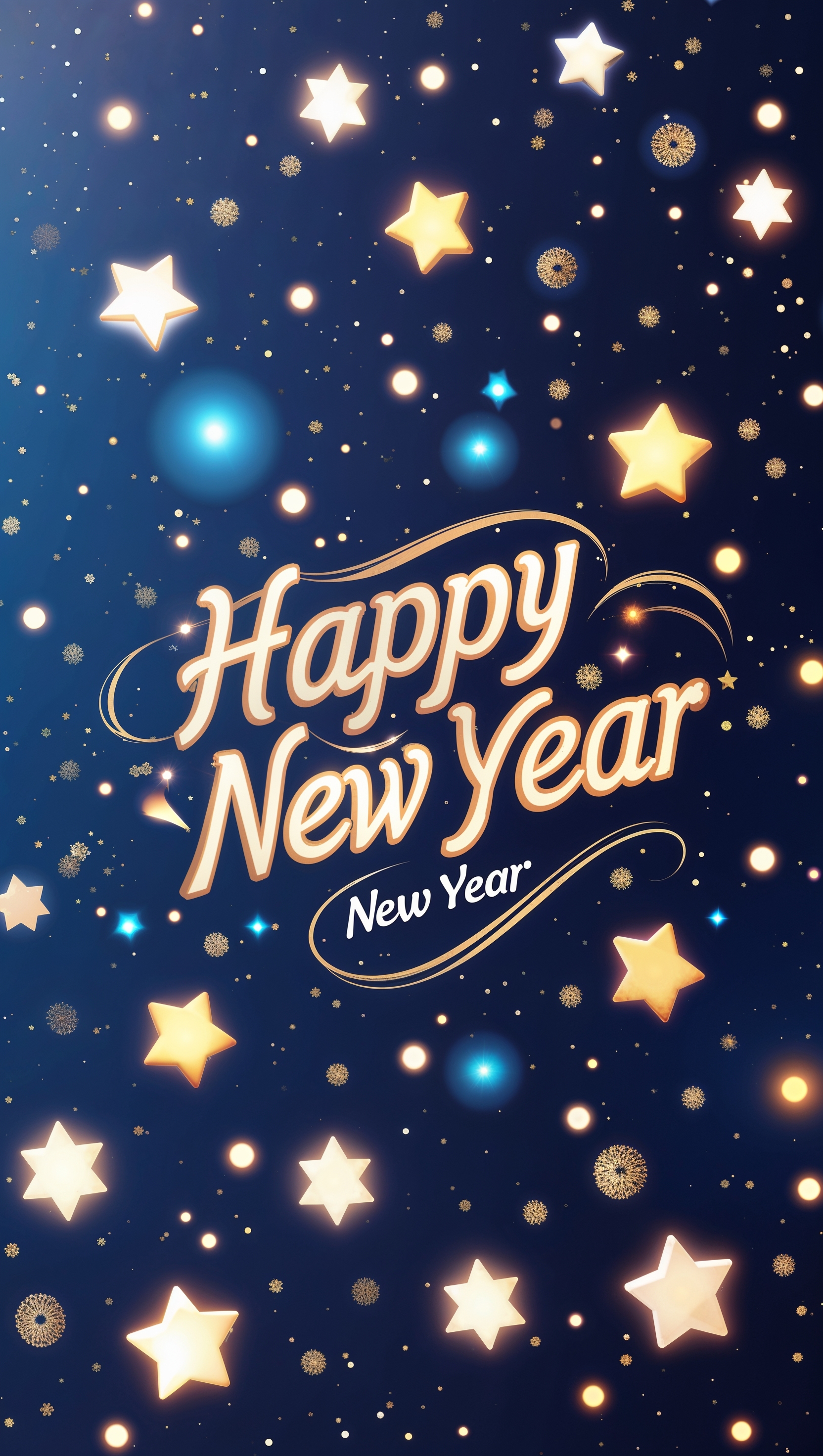 New Year wallpaper with stars and glowing lights for iPhone