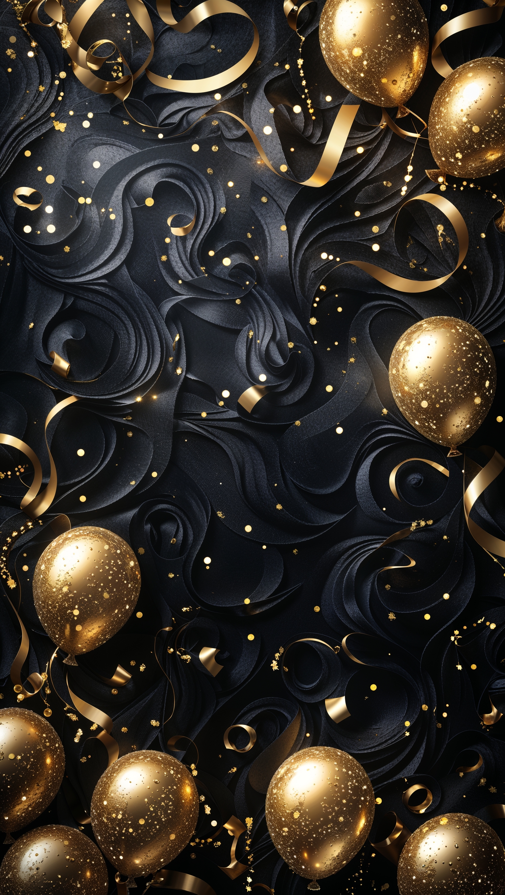 Glittering golden New Year wallpaper with dark background for iPhone