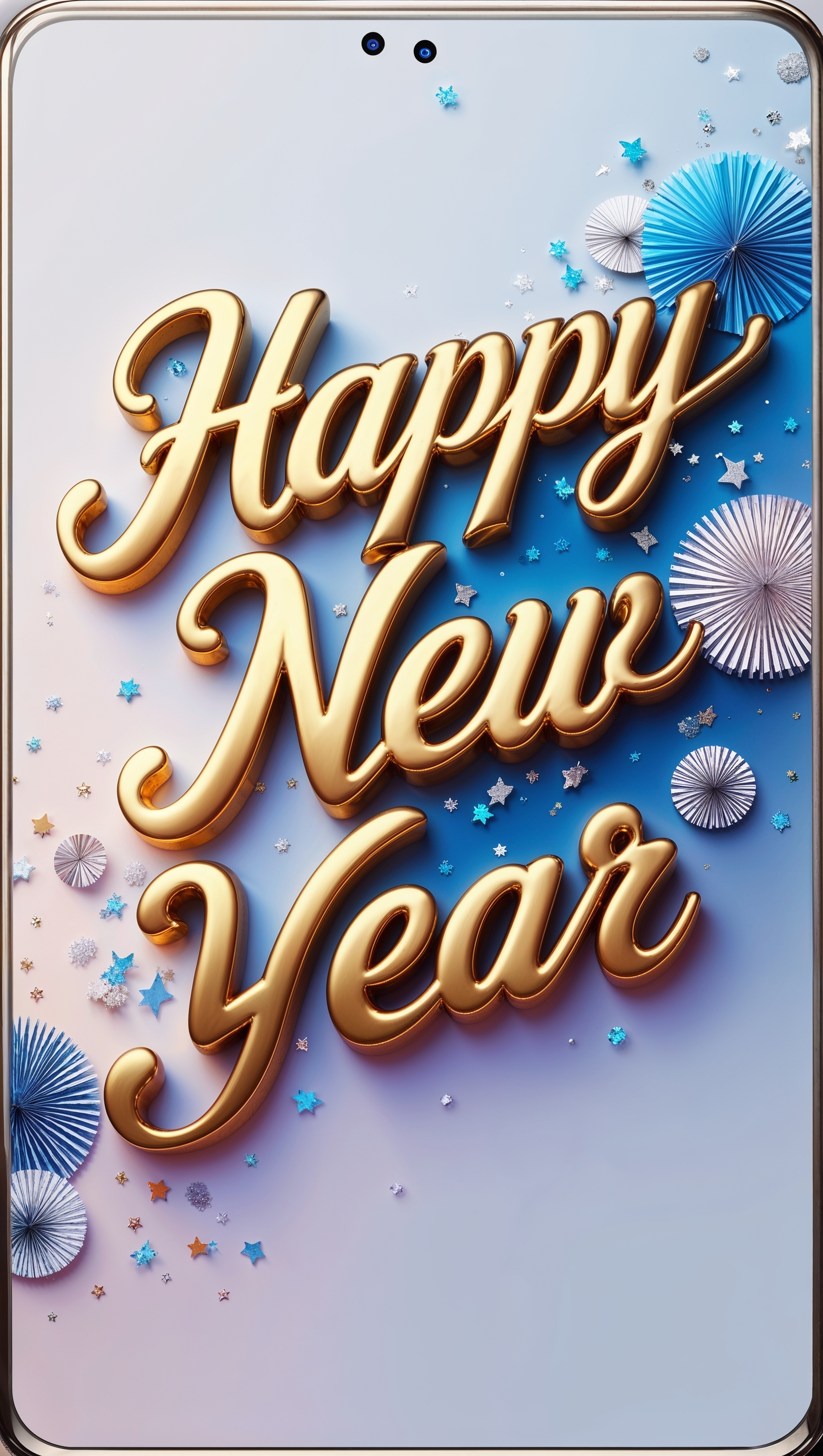 Simple design New Year wallpaper with big congratulatory text for iPhone