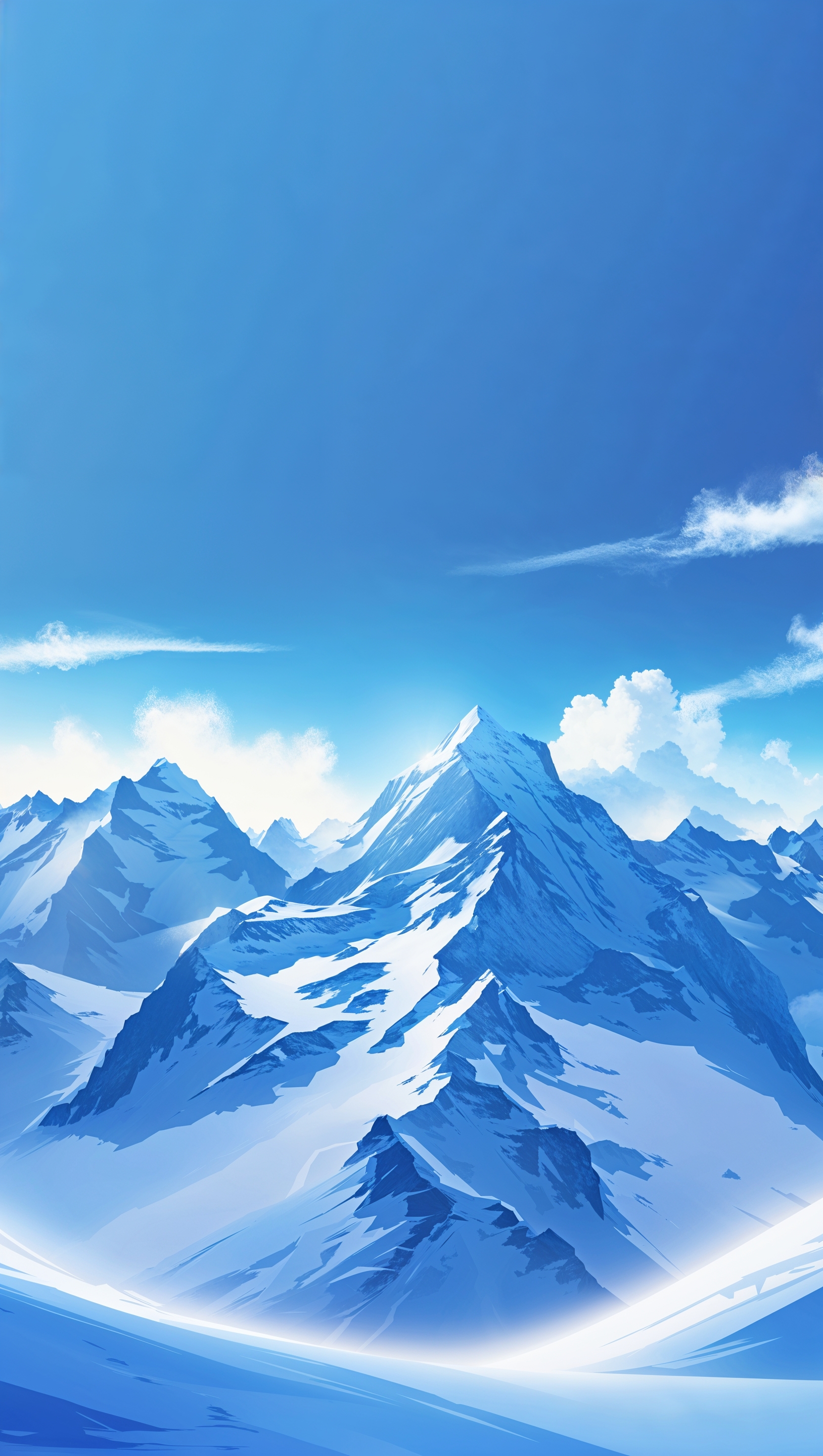New Year wallpaper with snowy mountains and bright blue sky for iPhone