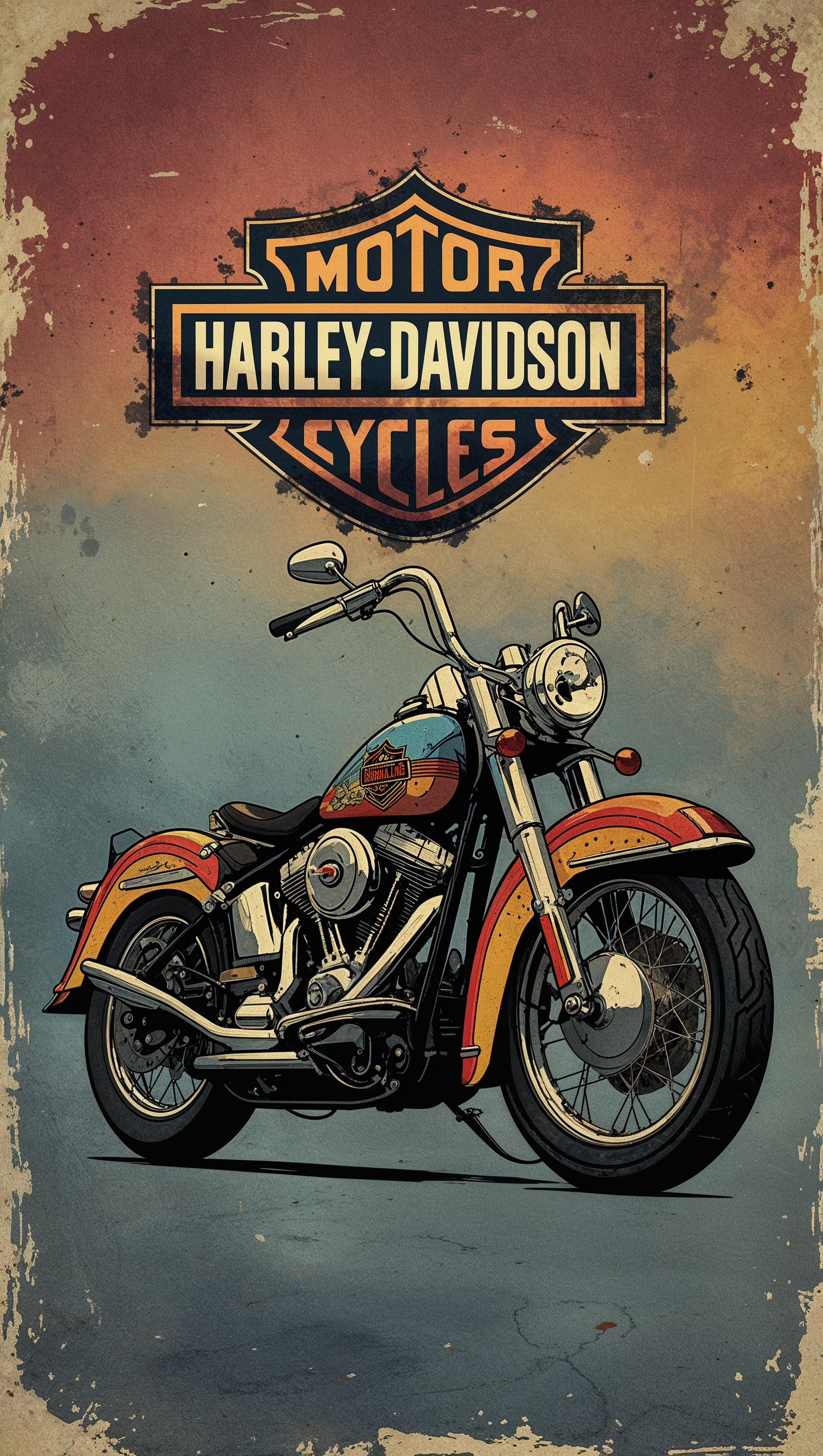 Vintage-themed Harley Davidson wallpaper