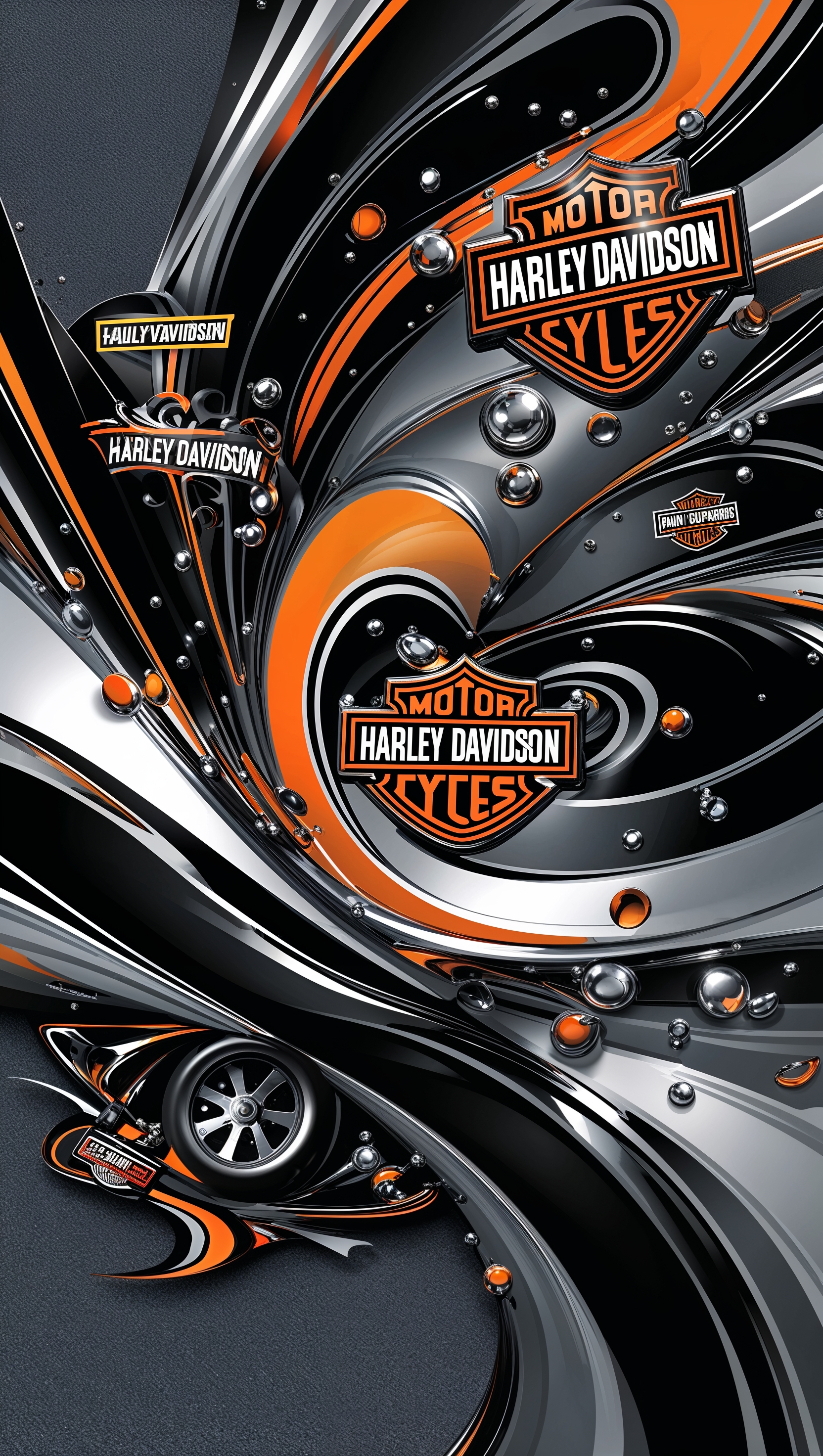 Abstract wallpaper with Harley Davidson theme