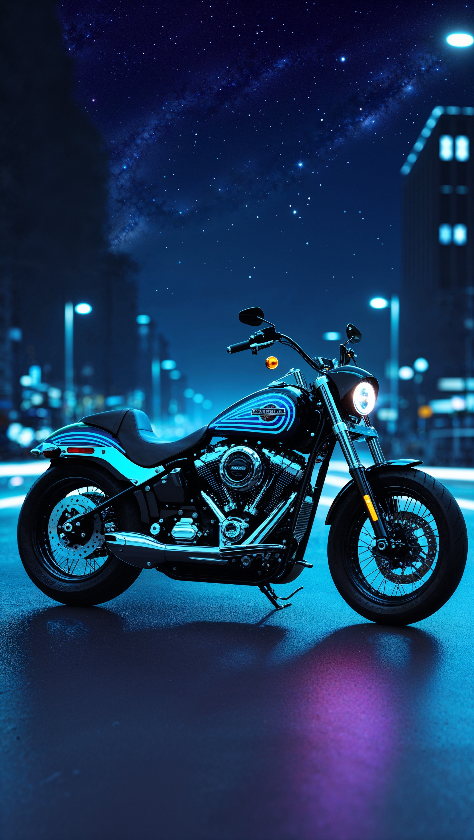 Harley Davidson with neon night design