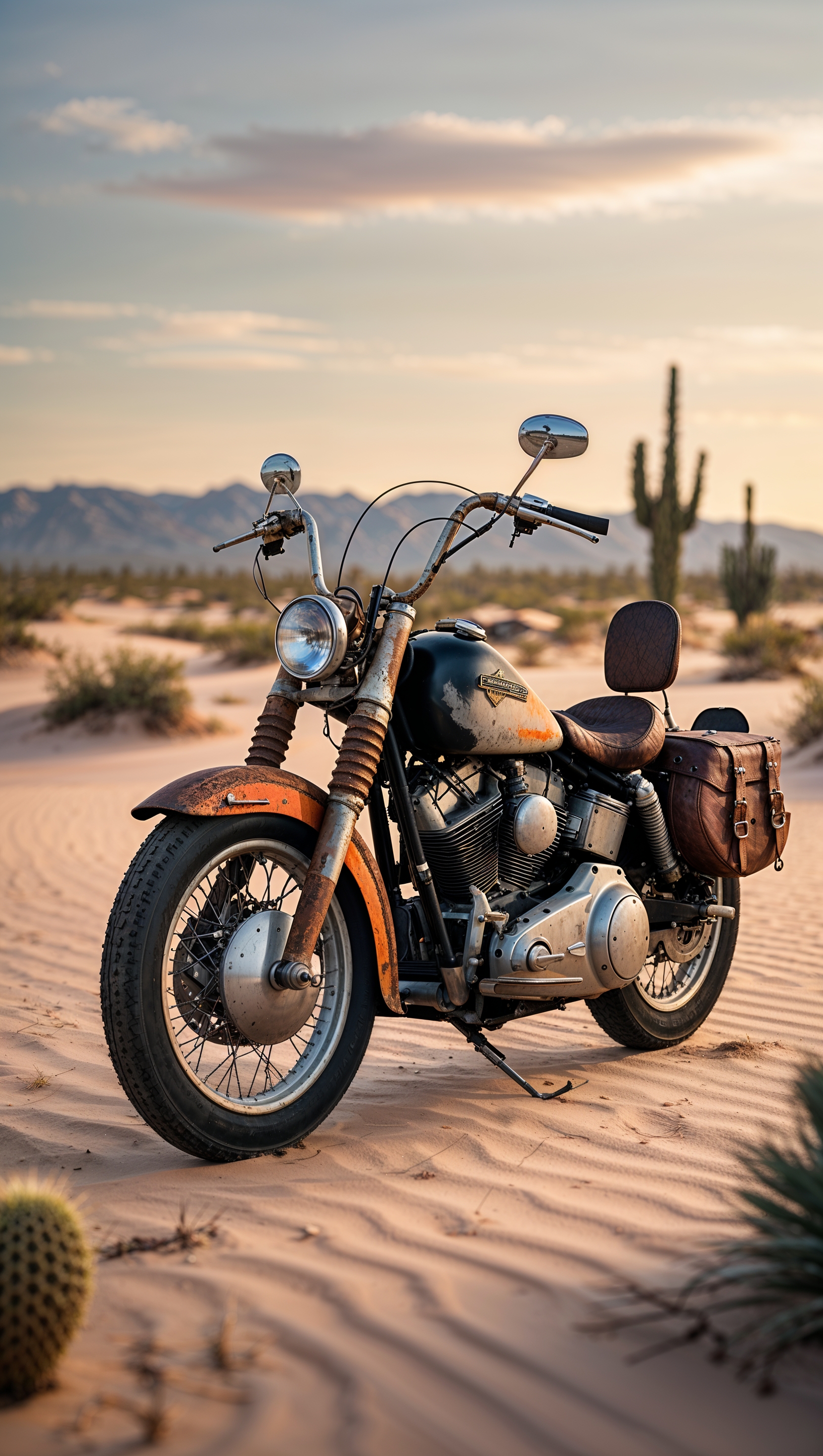 Harley Davidson in desert, western style