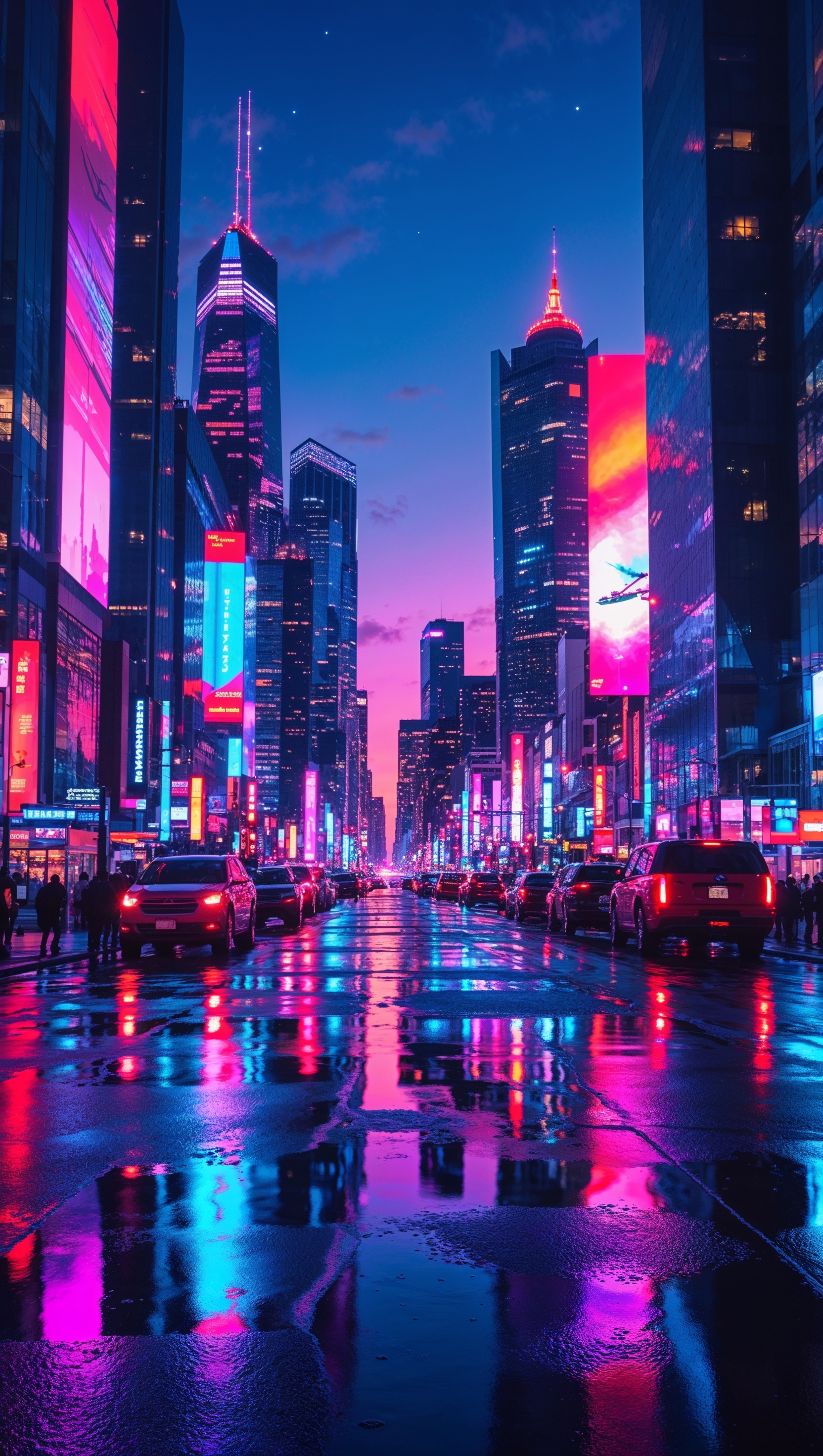 iPhone 11 Pro Max wallpaper with bright cityscape at night