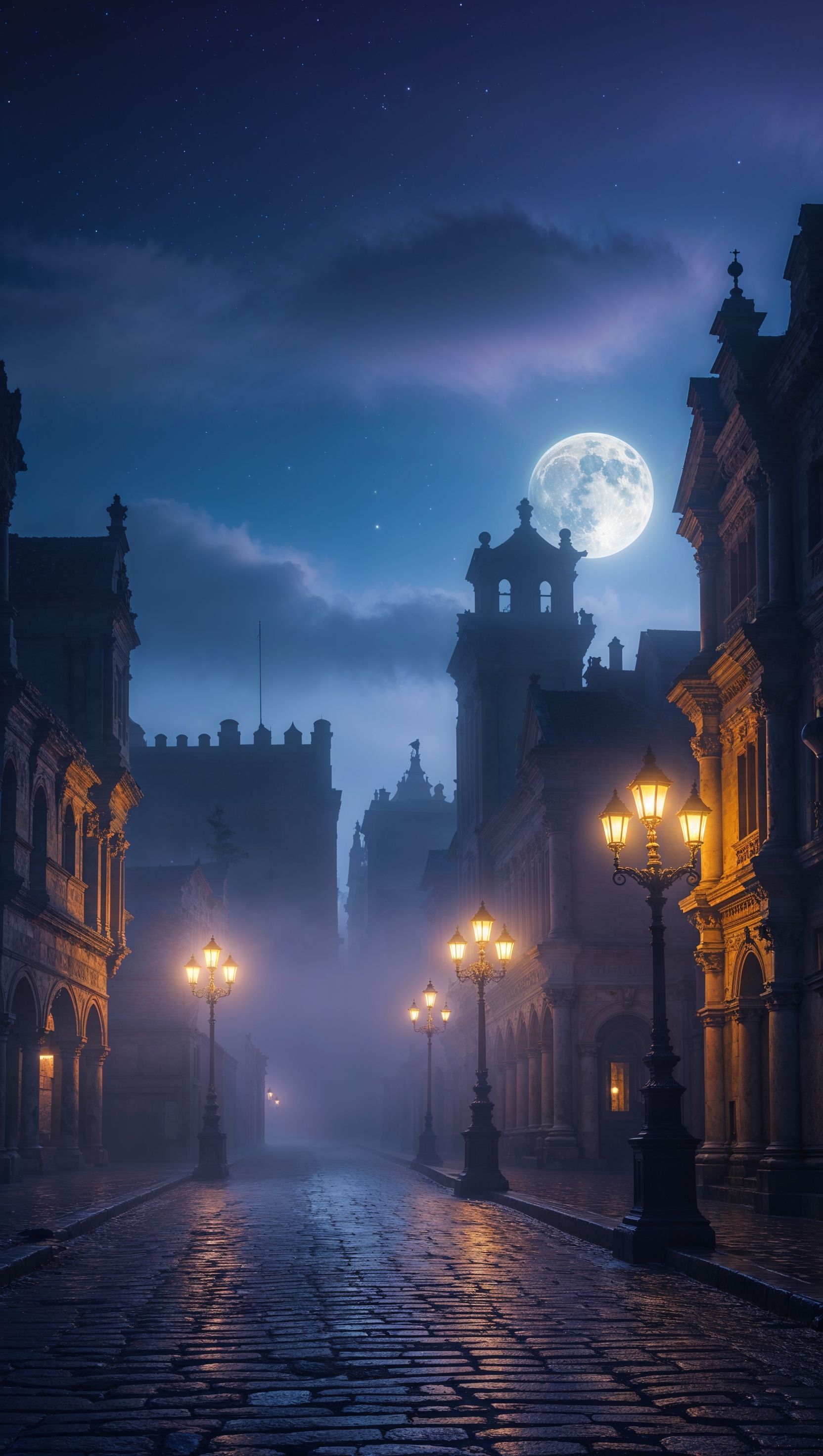 iPhone 11 Pro Max wallpaper showing old city in misty night