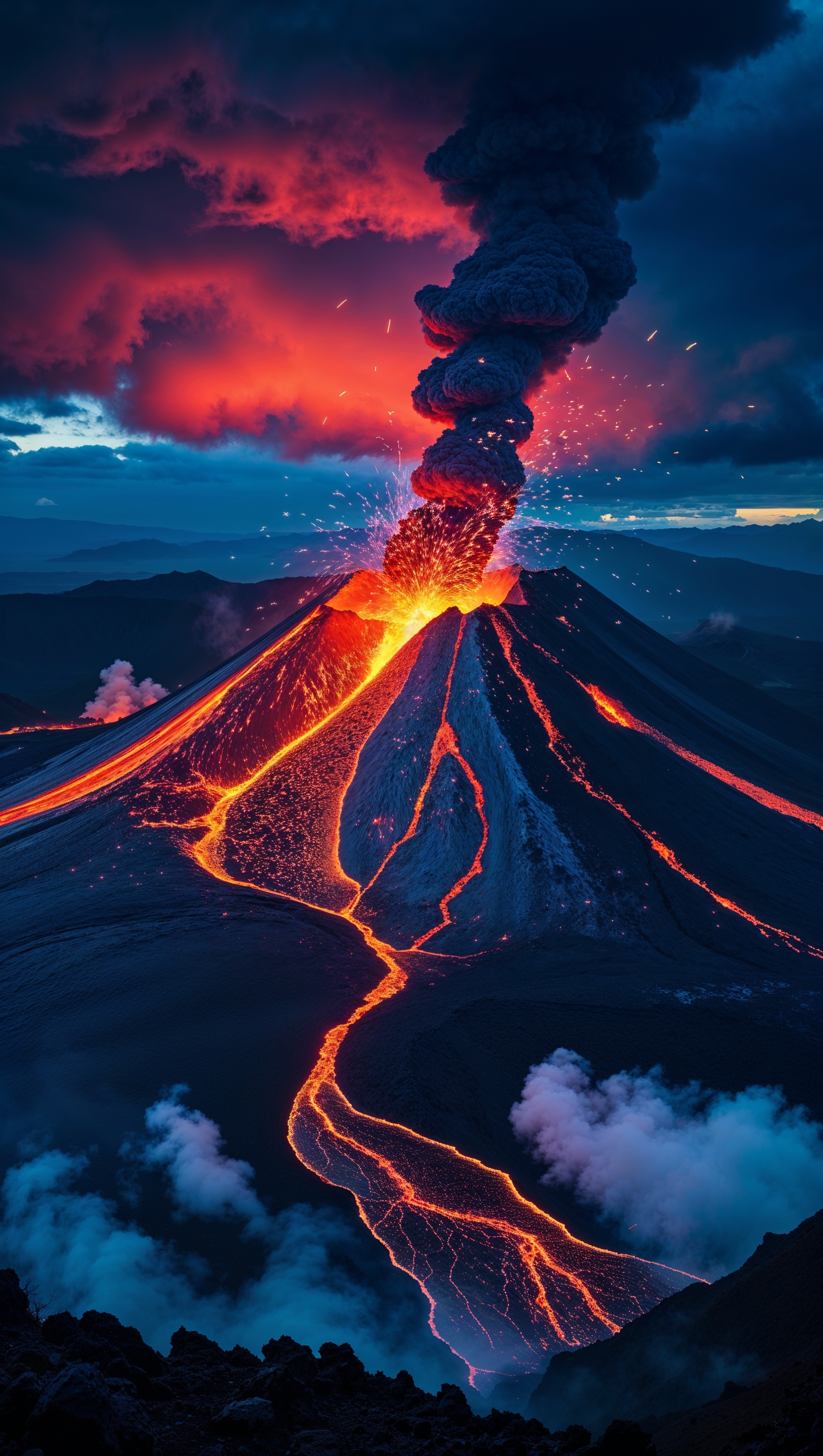 iPhone 11 Pro Max wallpaper showing active volcano eruption