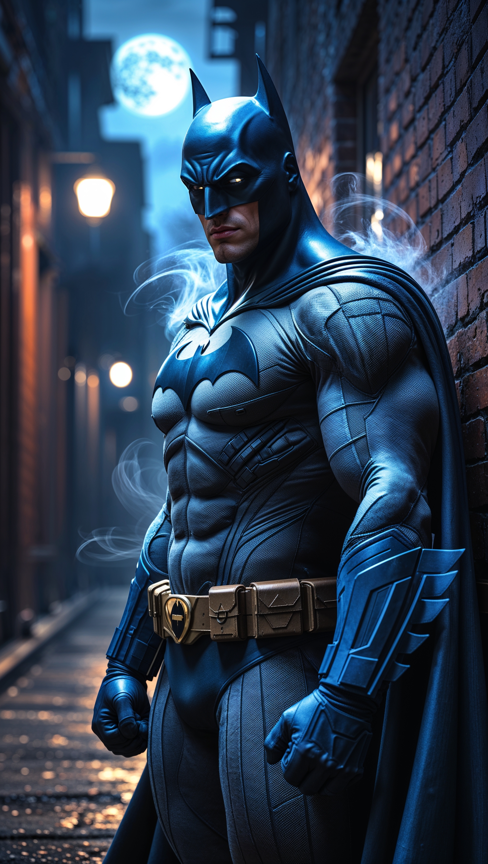 Realistic style painting of Batman, 4K iPhone wallpaper