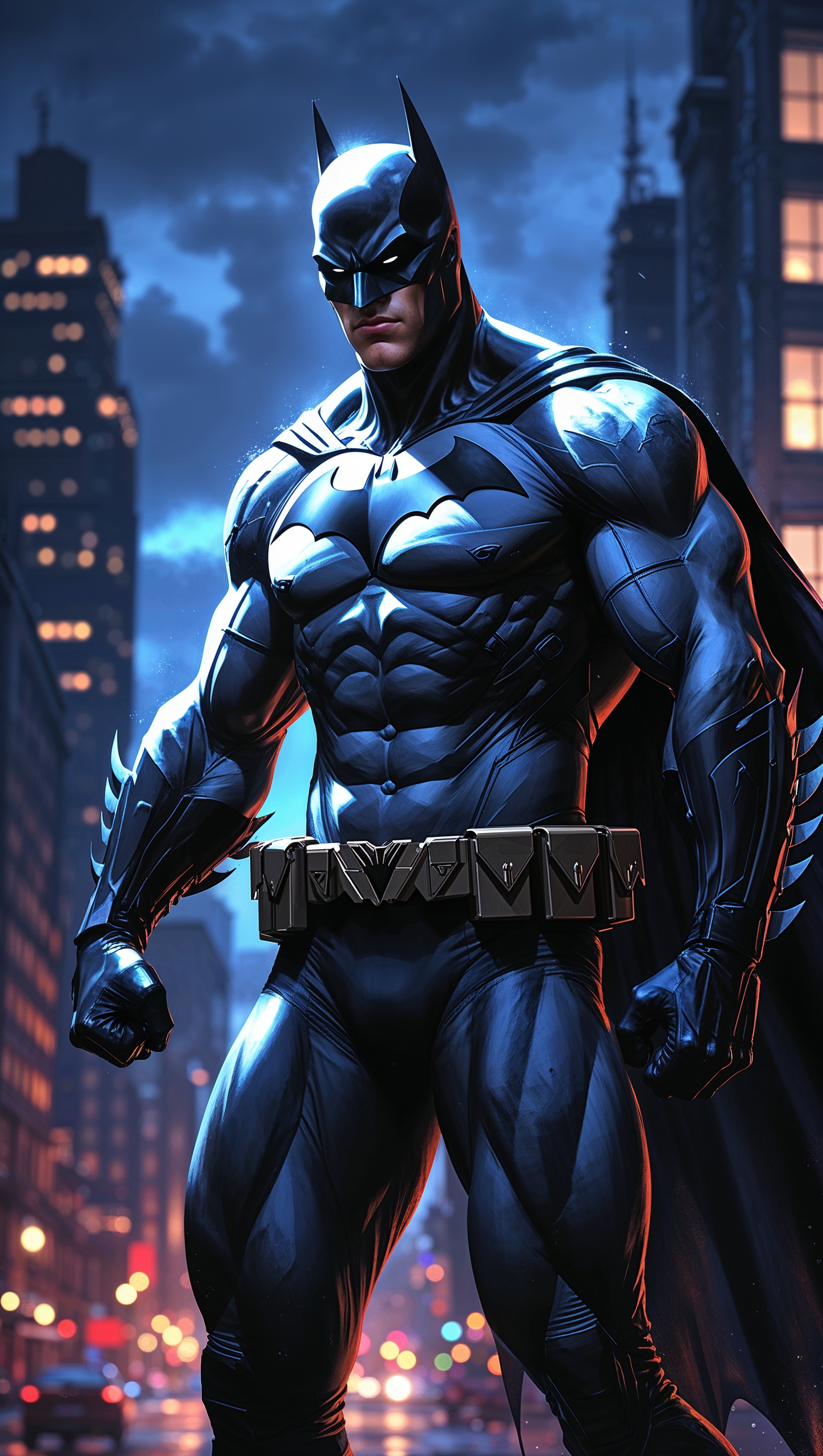 Digital painting of Batman with high details, 4K iPhone wallpaper