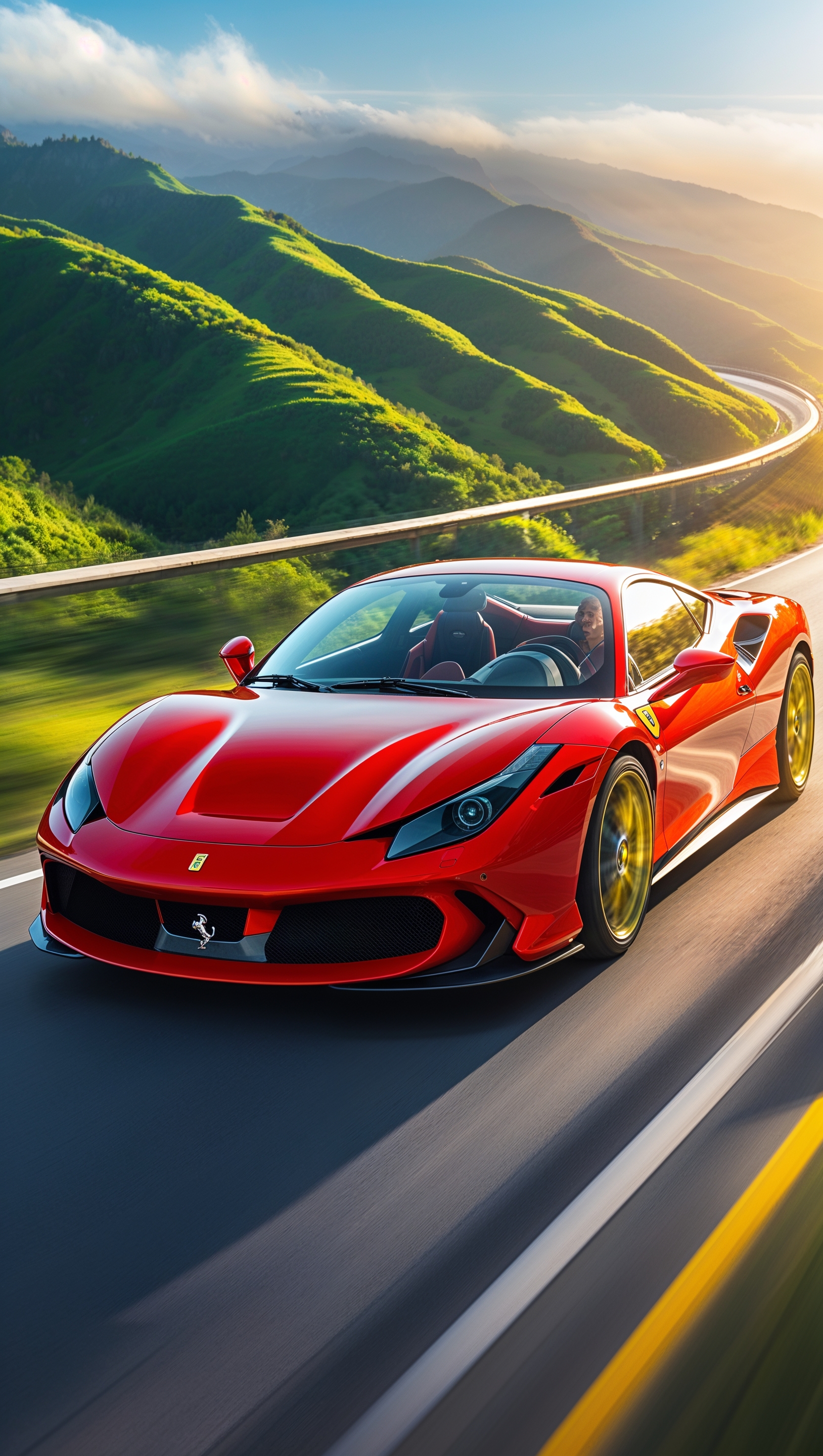 iPhone wallpaper with sports Ferrari aerial view