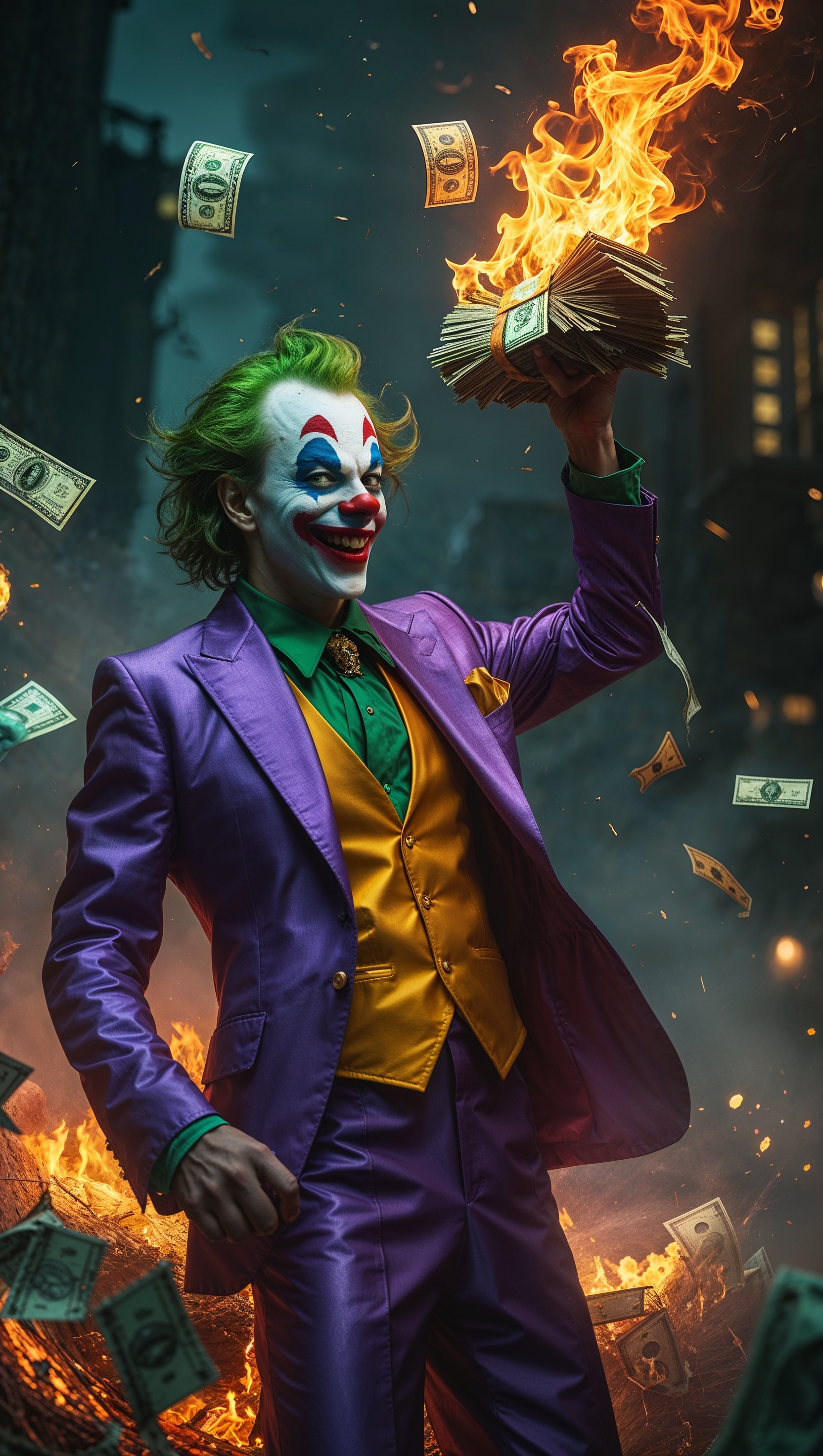 Joker burning money
