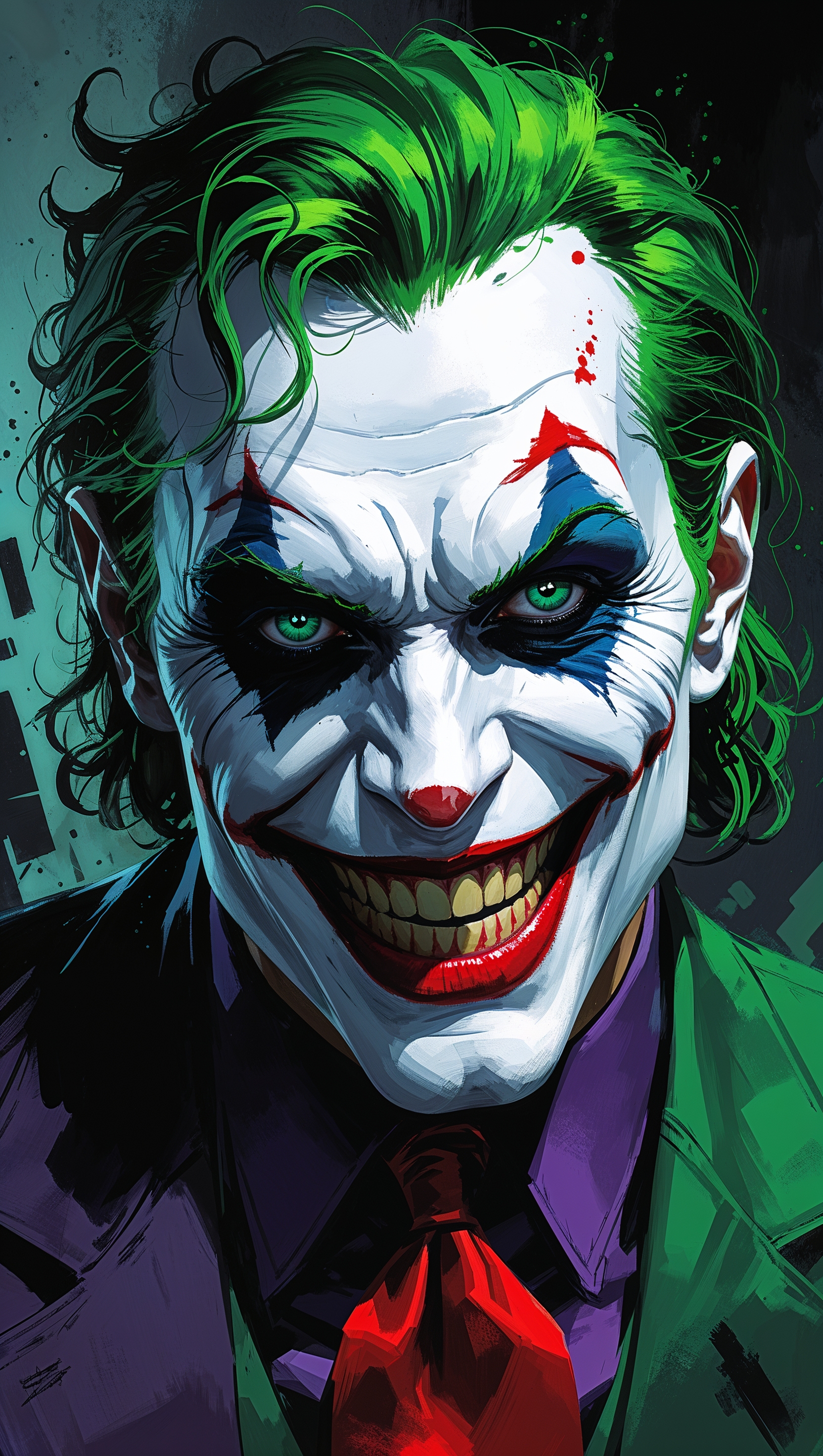 Digital painting of Joker in comic style