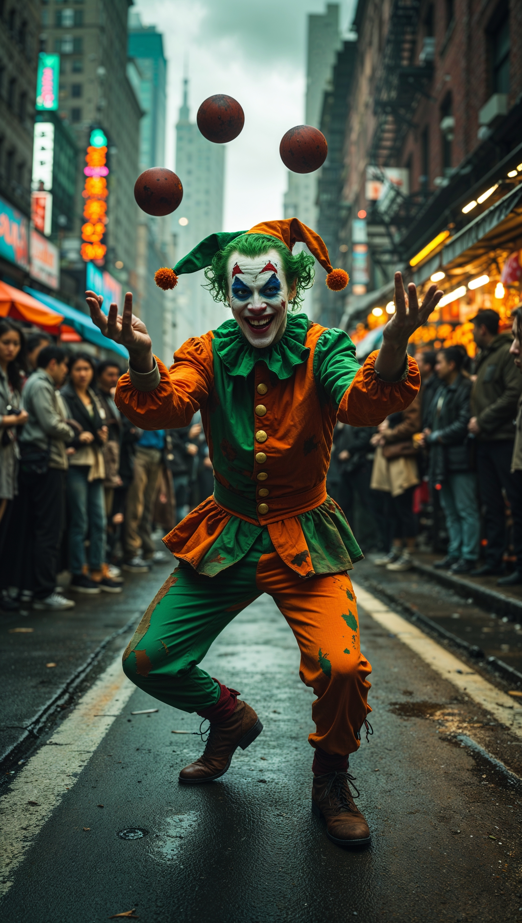 Joker performing a street show