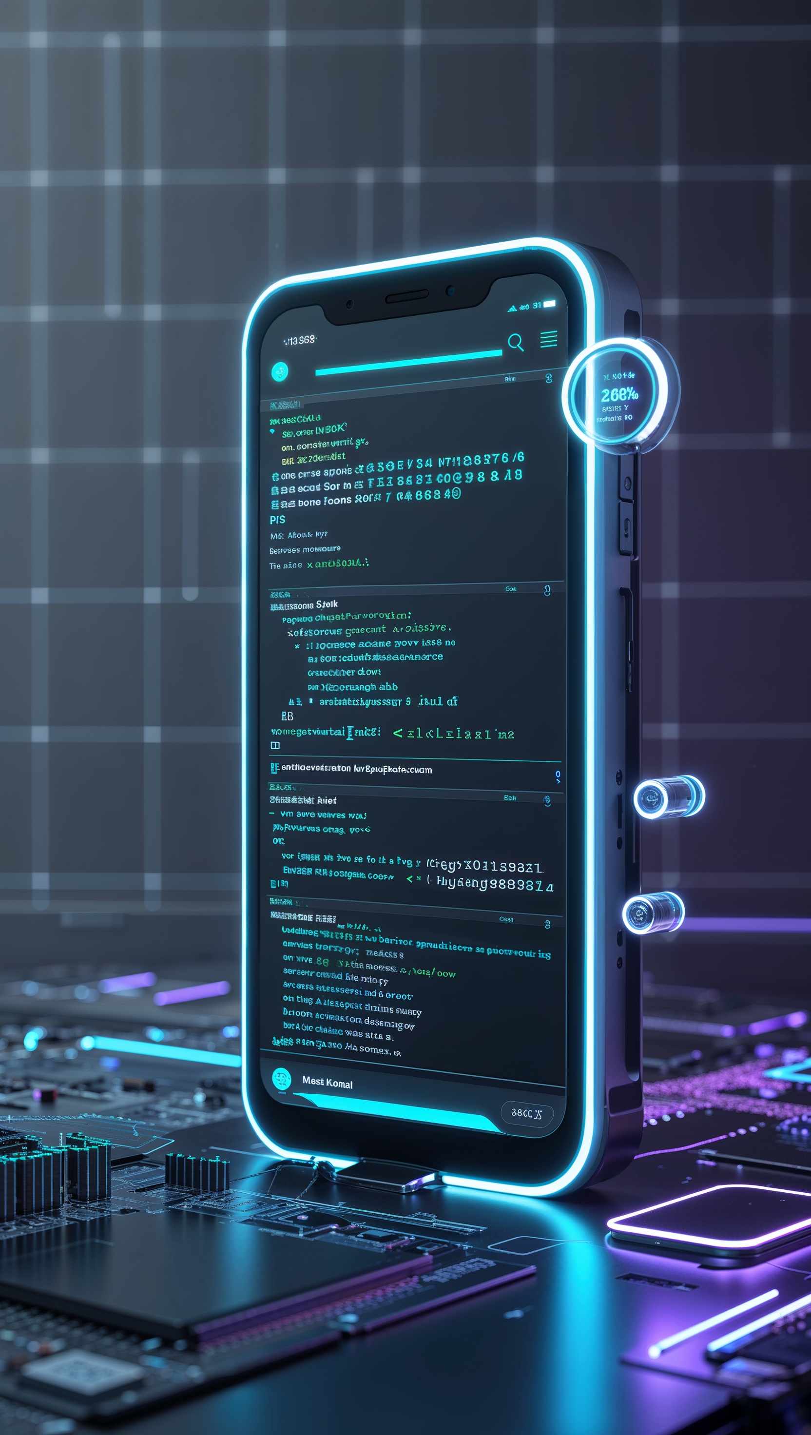 Futuristic view of Kali Linux interface on phone