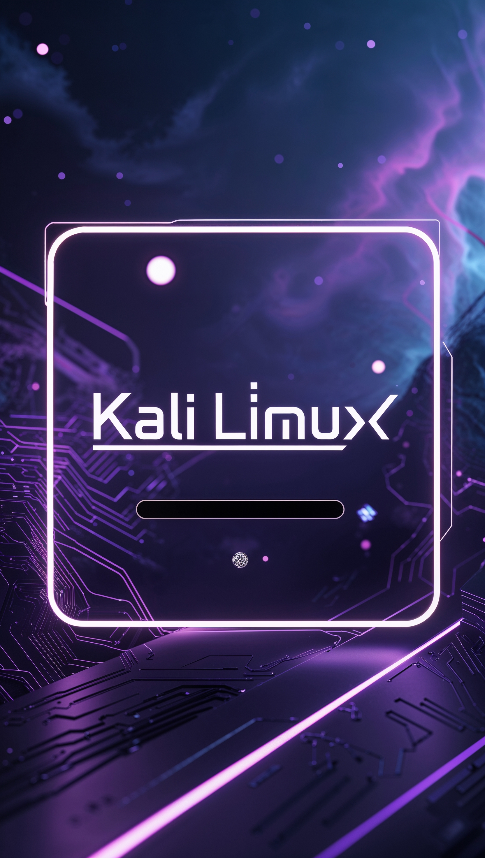 Kali login screen in fantasy tech wallpaper