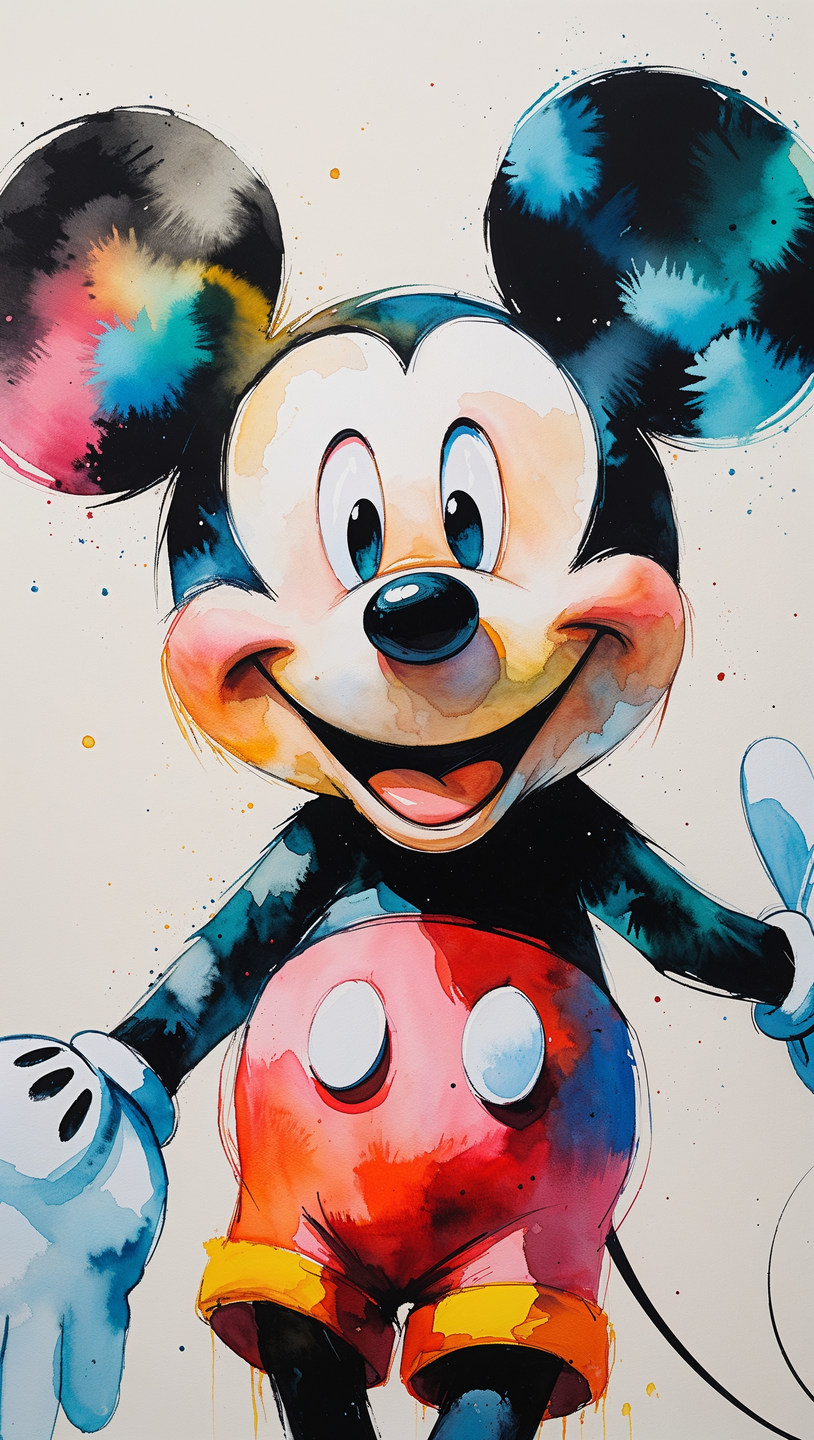 Watercolor painting style Mickey Mouse