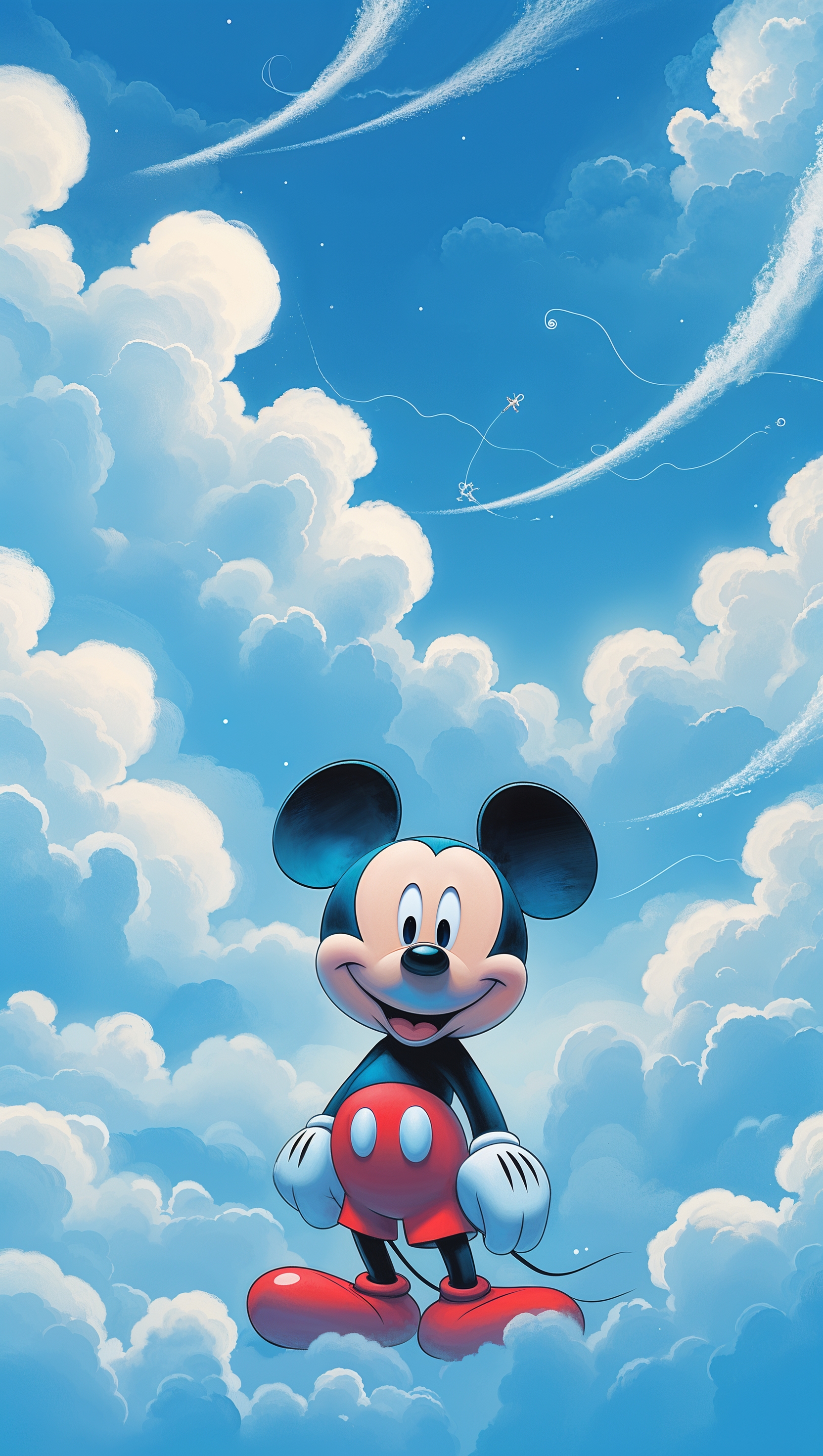 Mickey Mouse with cloud and sky background
