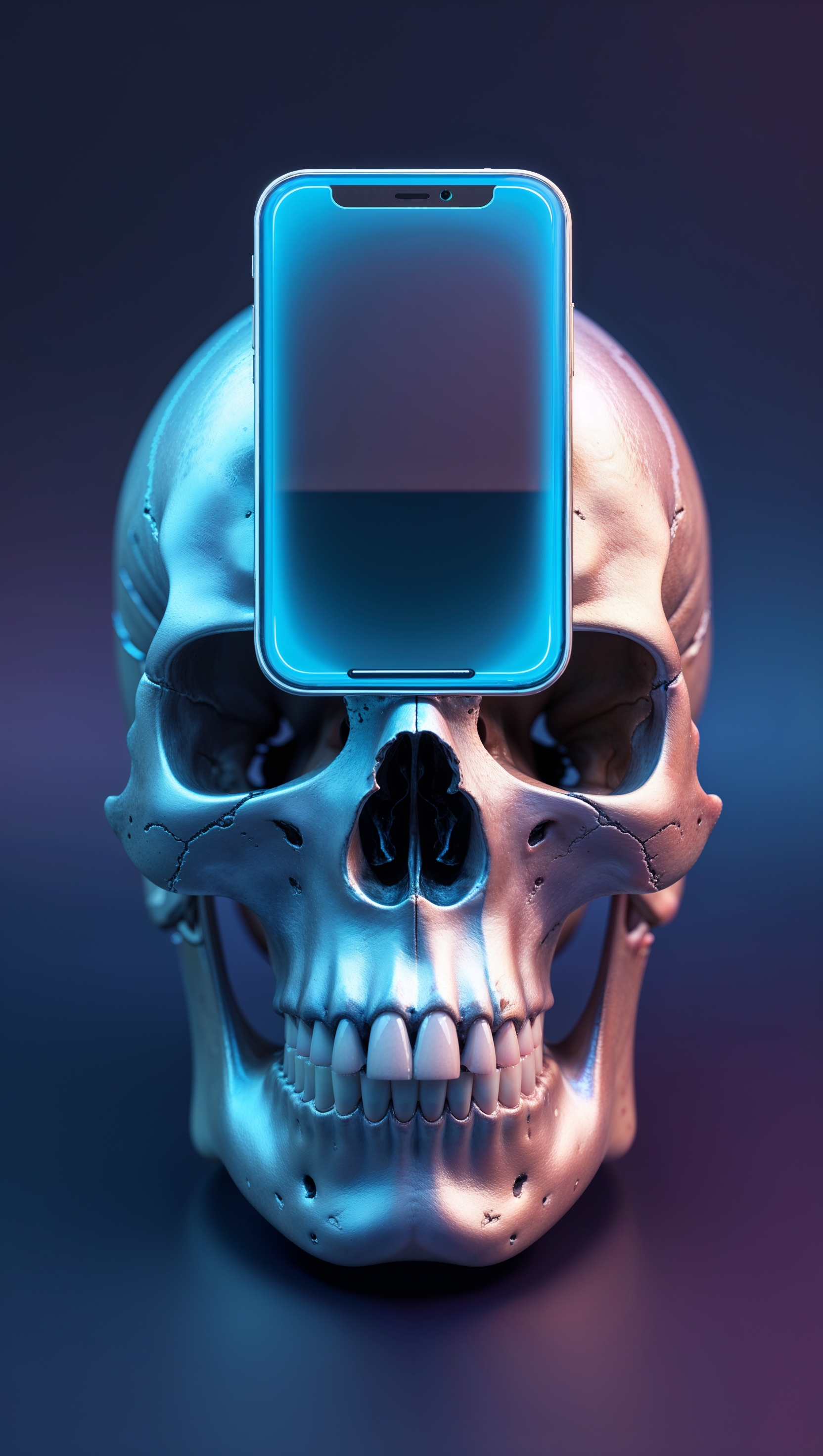 A combination of a skull and iPhone in a digital design