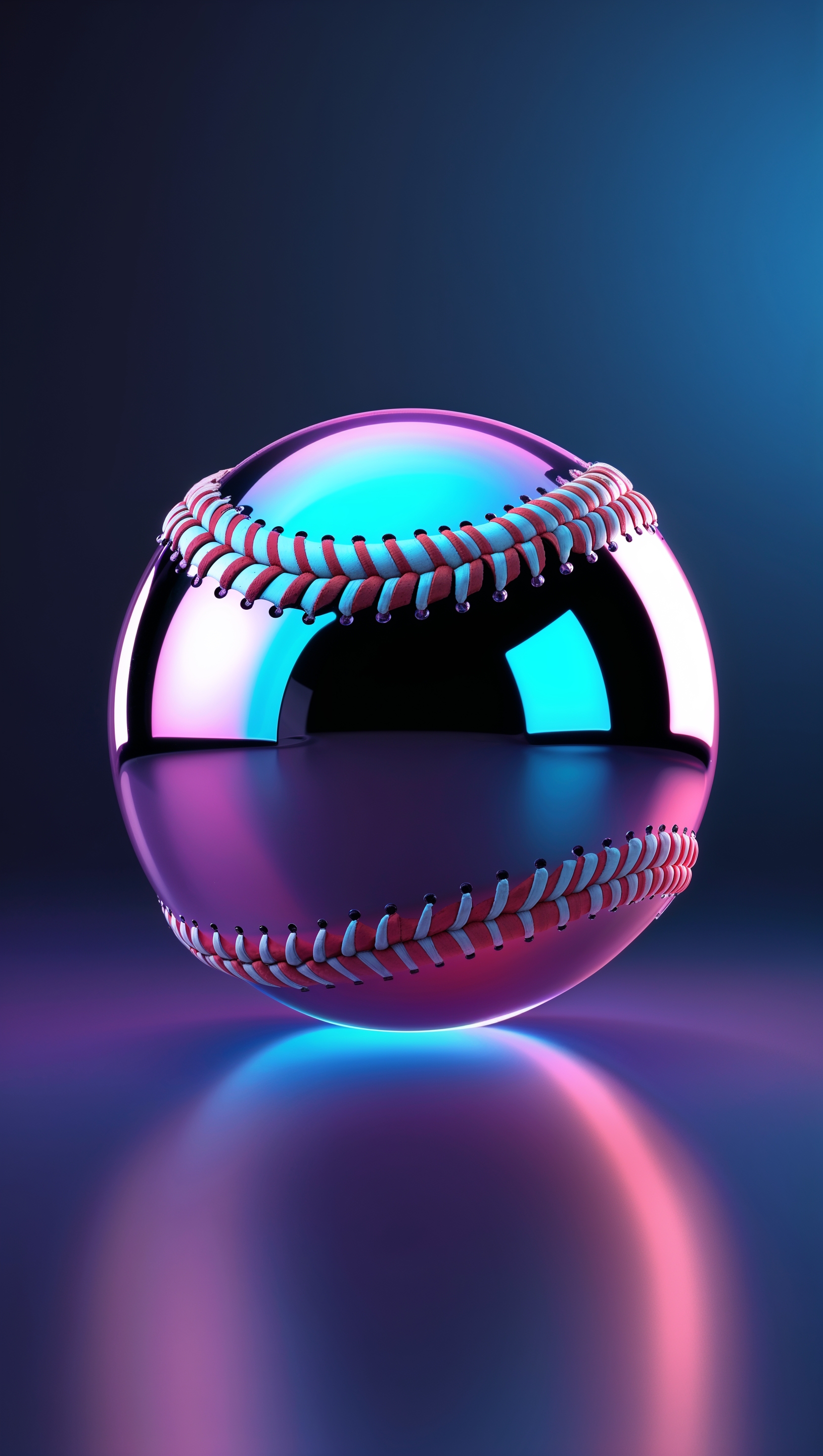 3D render of a shiny softball, futuristic style, iPhone wallpaper