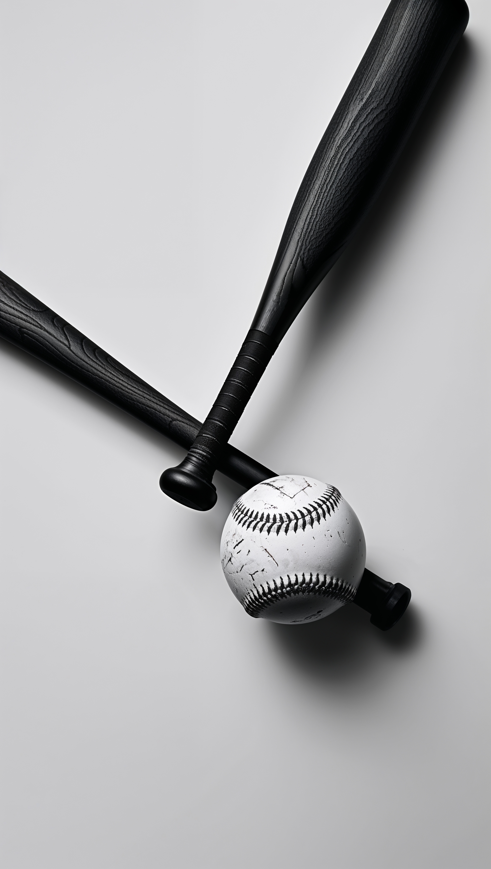 Monochrome softball bat and ball, stylish black and white, iPhone background