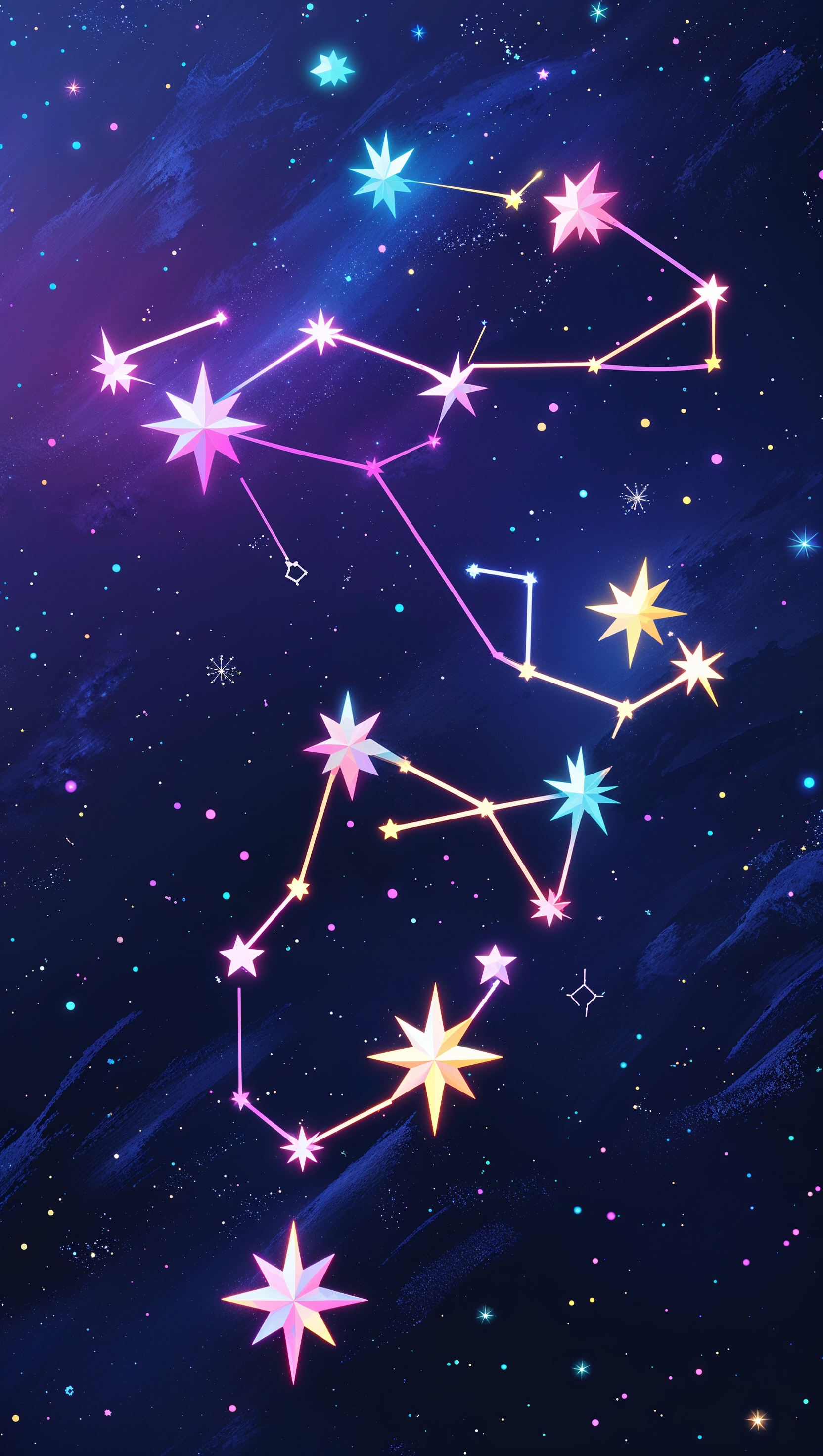 Constellation in night sky with clean lines, modern aesthetic, 4K for iPhone