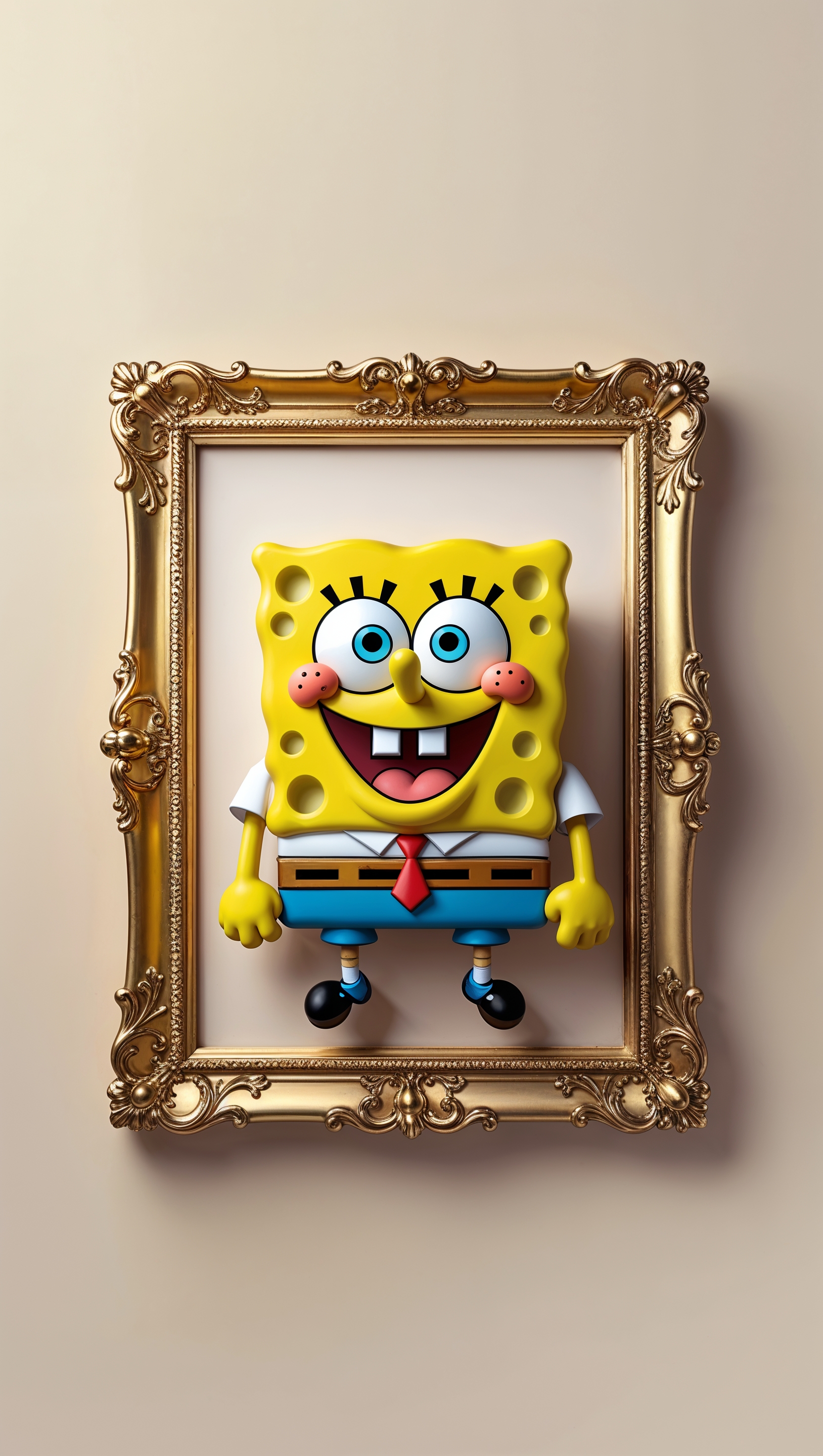 Spongebob in a classic art frame for iPhone wallpaper