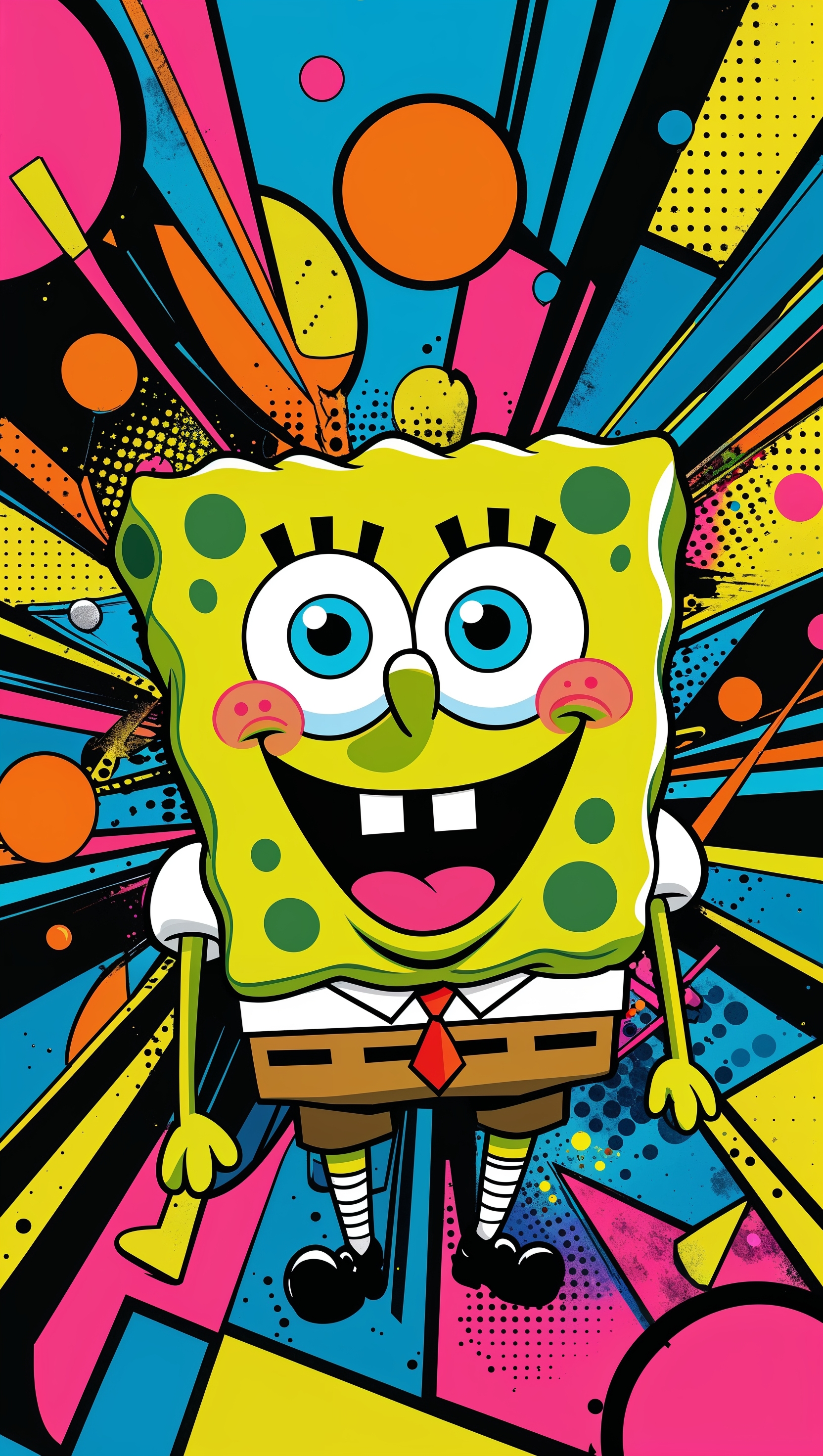 Spongebob in pop art style for iPhone wallpaper