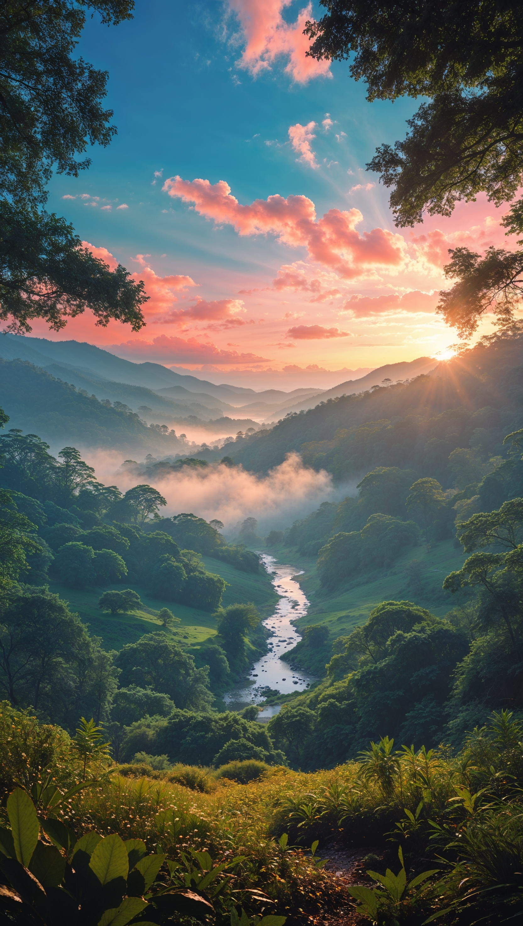 Sunrise in a national park with untouched landscape